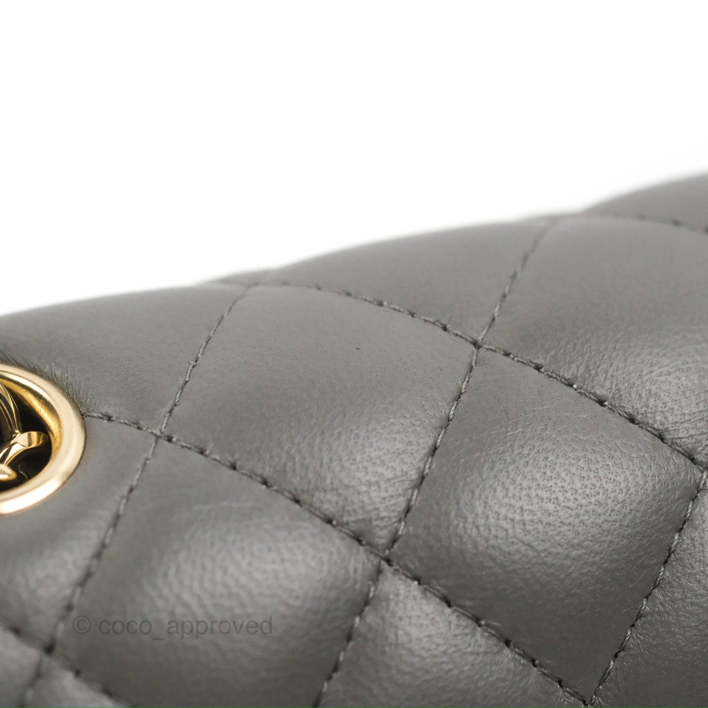 Chanel Quilted Mini Square Grey Lambskin Gold Hardware