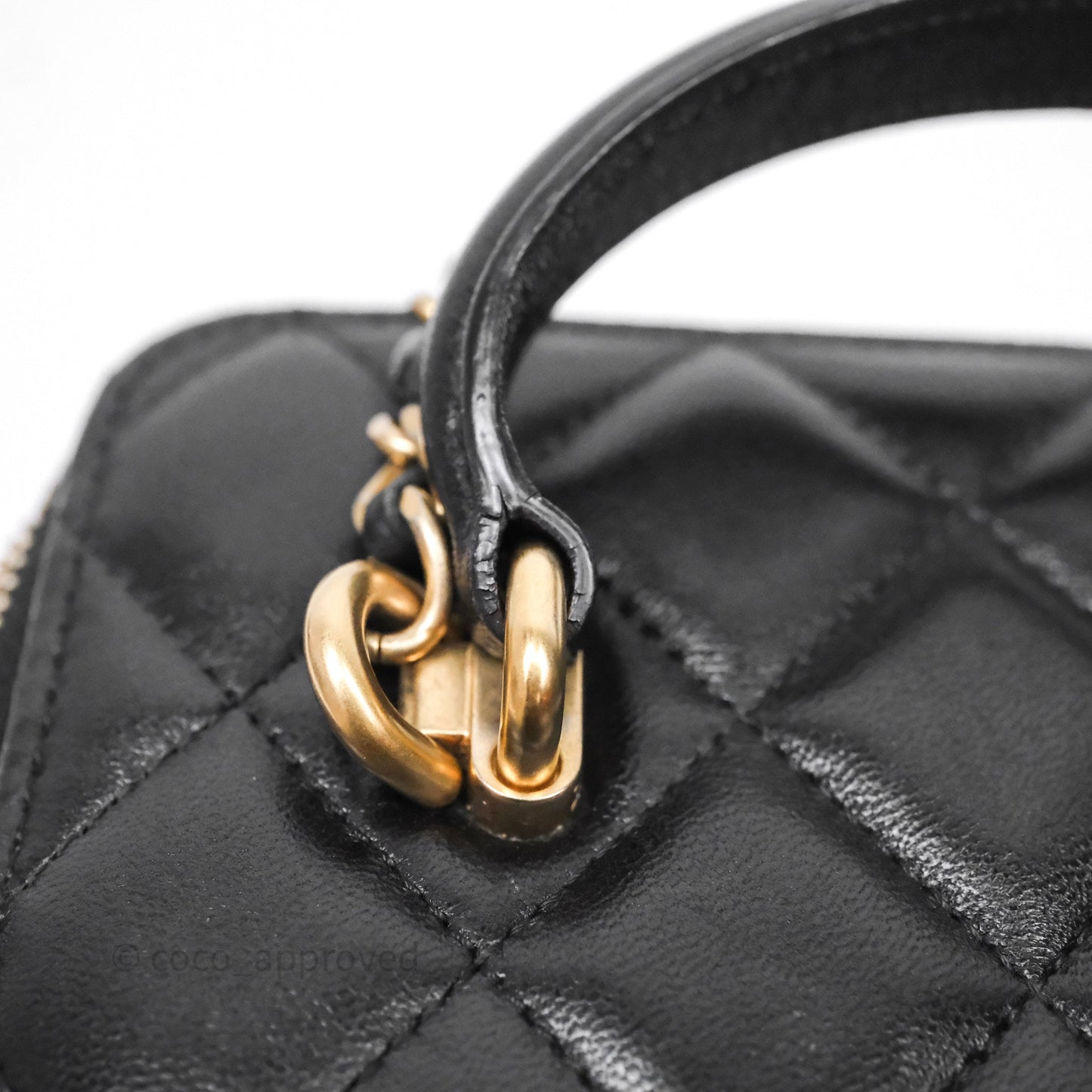 Chanel Vanity Rectangular Top Handle Black Lambskin Gold Hardware