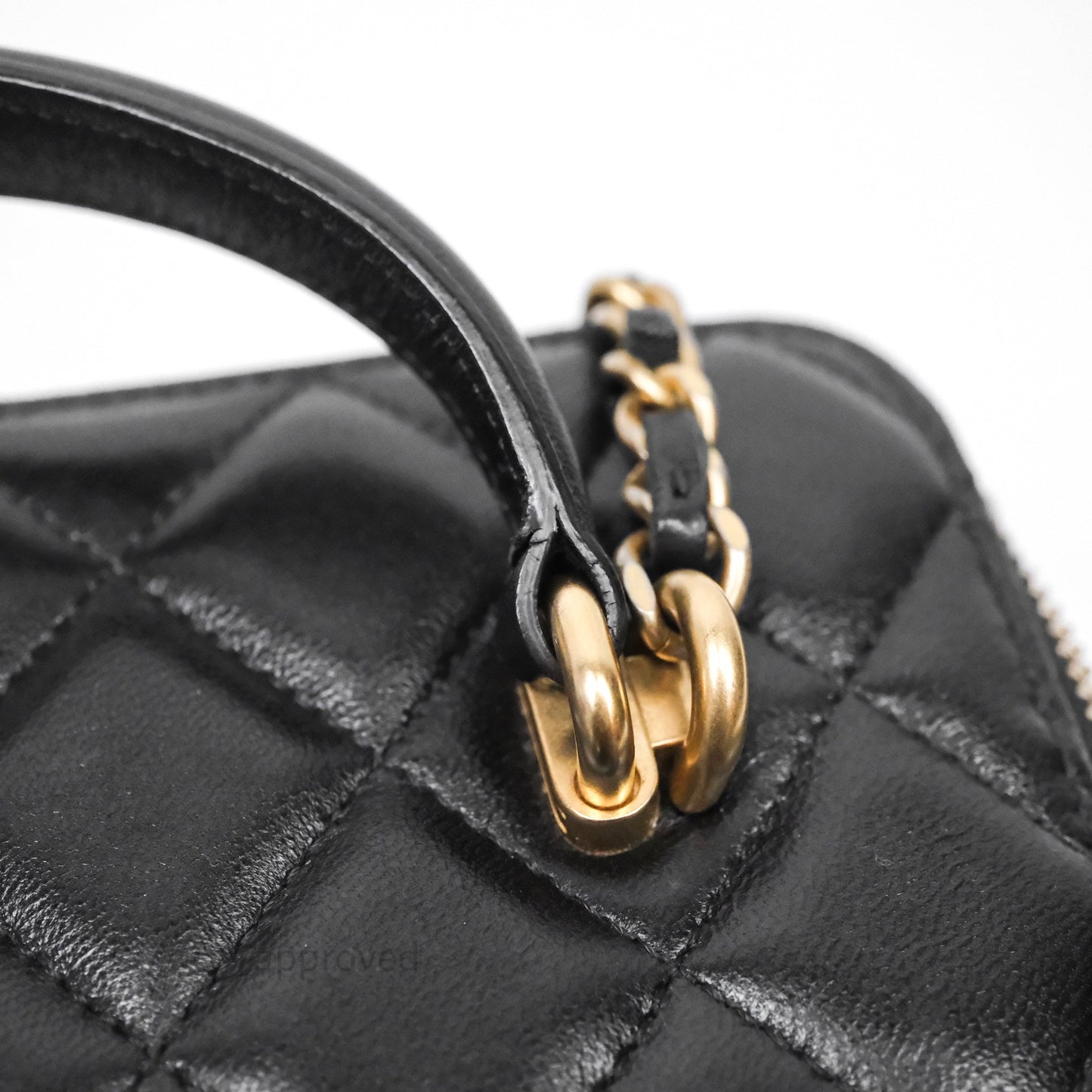 Chanel Vanity Rectangular Top Handle Black Lambskin Gold Hardware