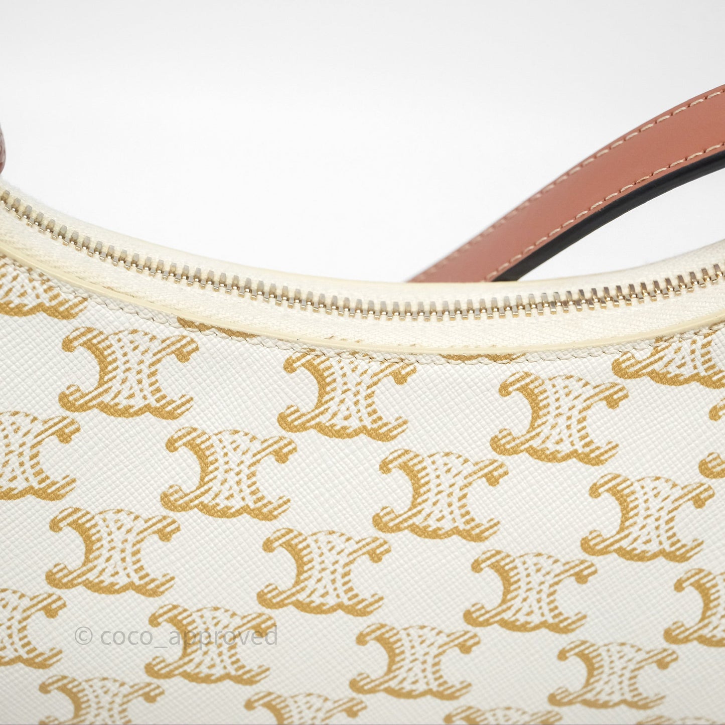 Celine Ava Bag In Triomphe Canvas Calfskin White