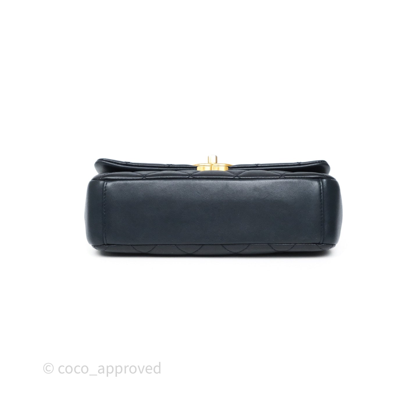 Chanel Quilted Entwined Chain Bag Navy Lambskin Aged Gold Hardware 21P