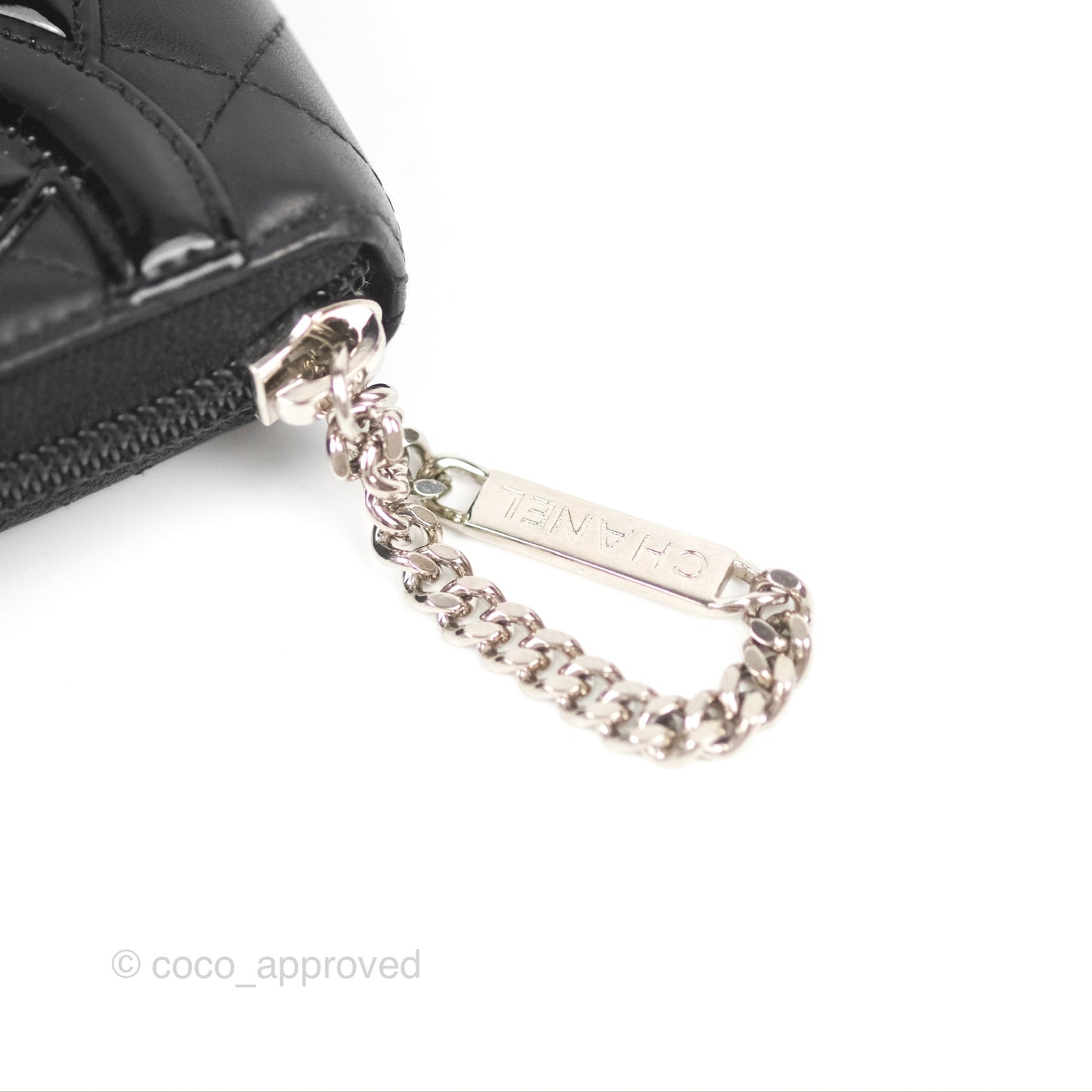 Chanel Quilted Cambon Yen Zip Long Wallet Black Calfskin Silver Hardware