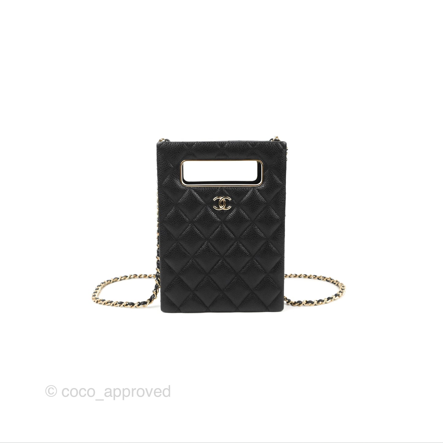 Chanel Evening Bag Black Caviar Gold Hardware 22S