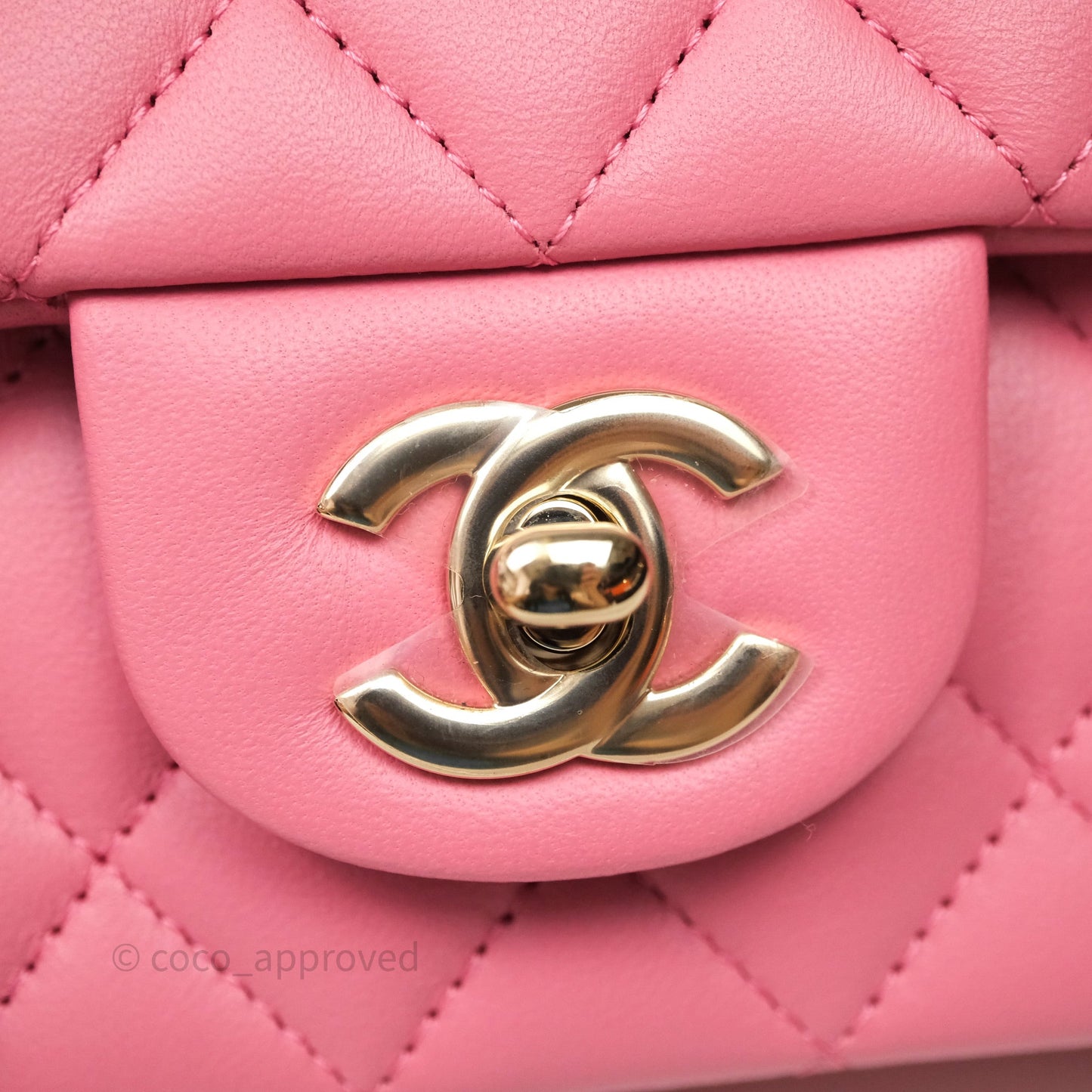 Chanel Top Handle Mini Rectangular Flap Pink Lambskin Gold Hardware