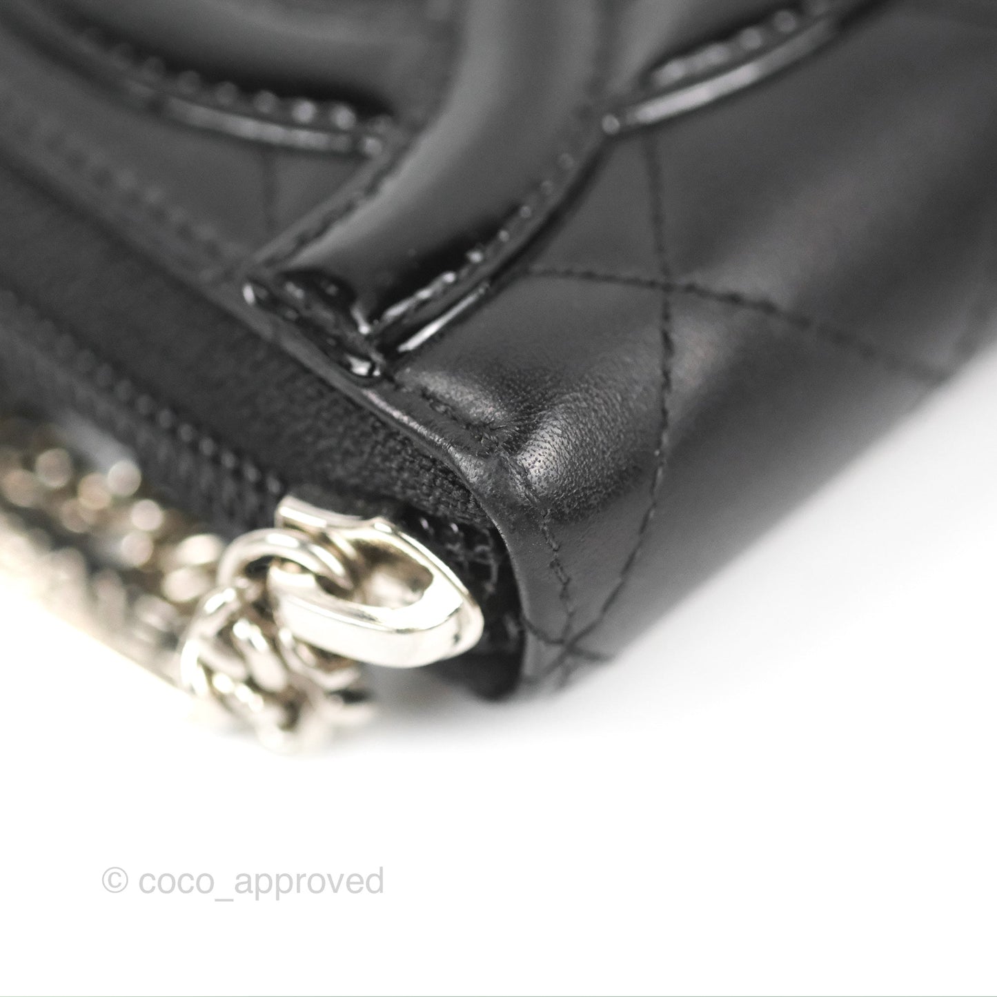 Chanel Quilted Cambon Yen Zip Long Wallet Black Calfskin Silver Hardware