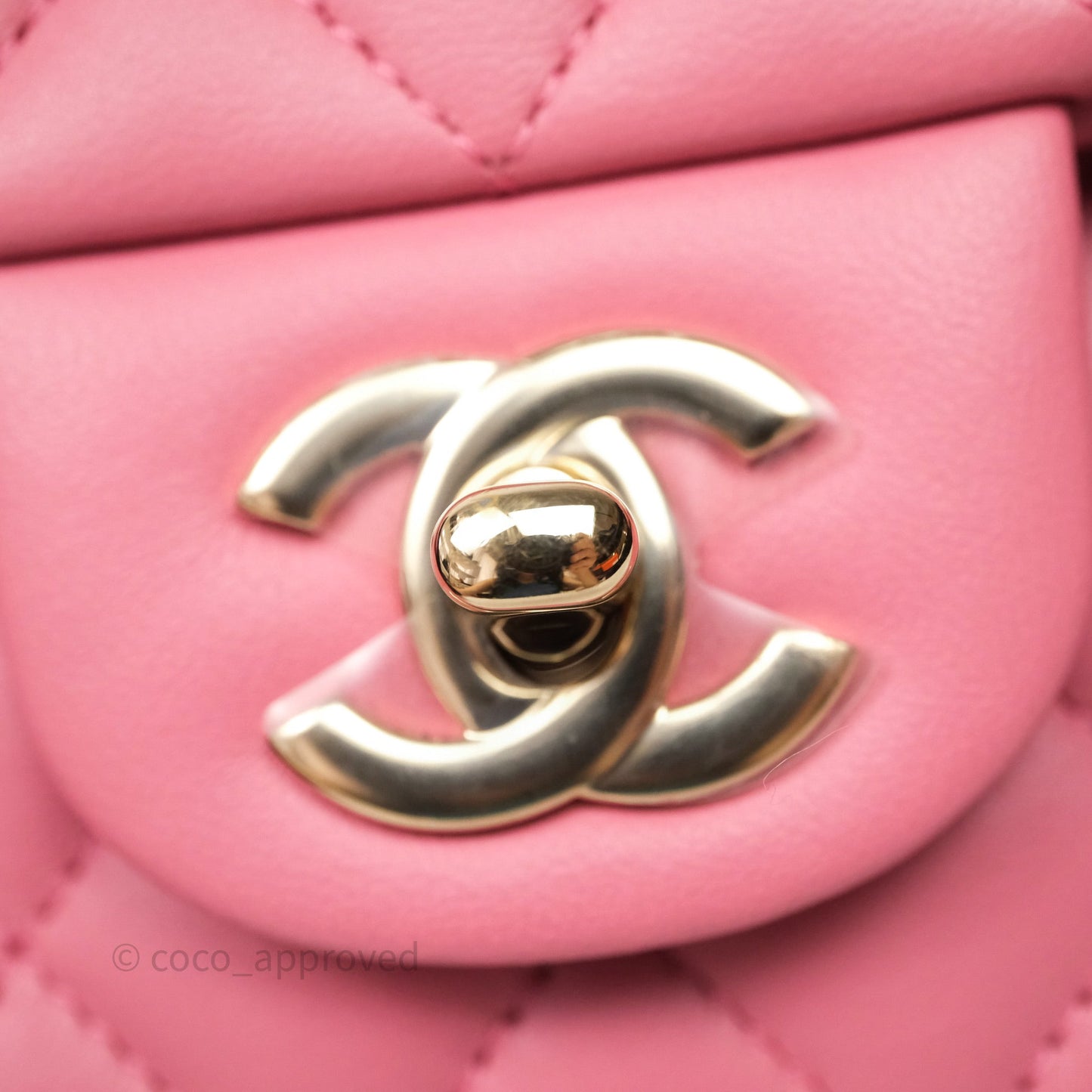 Chanel Top Handle Mini Rectangular Flap Pink Lambskin Gold Hardware