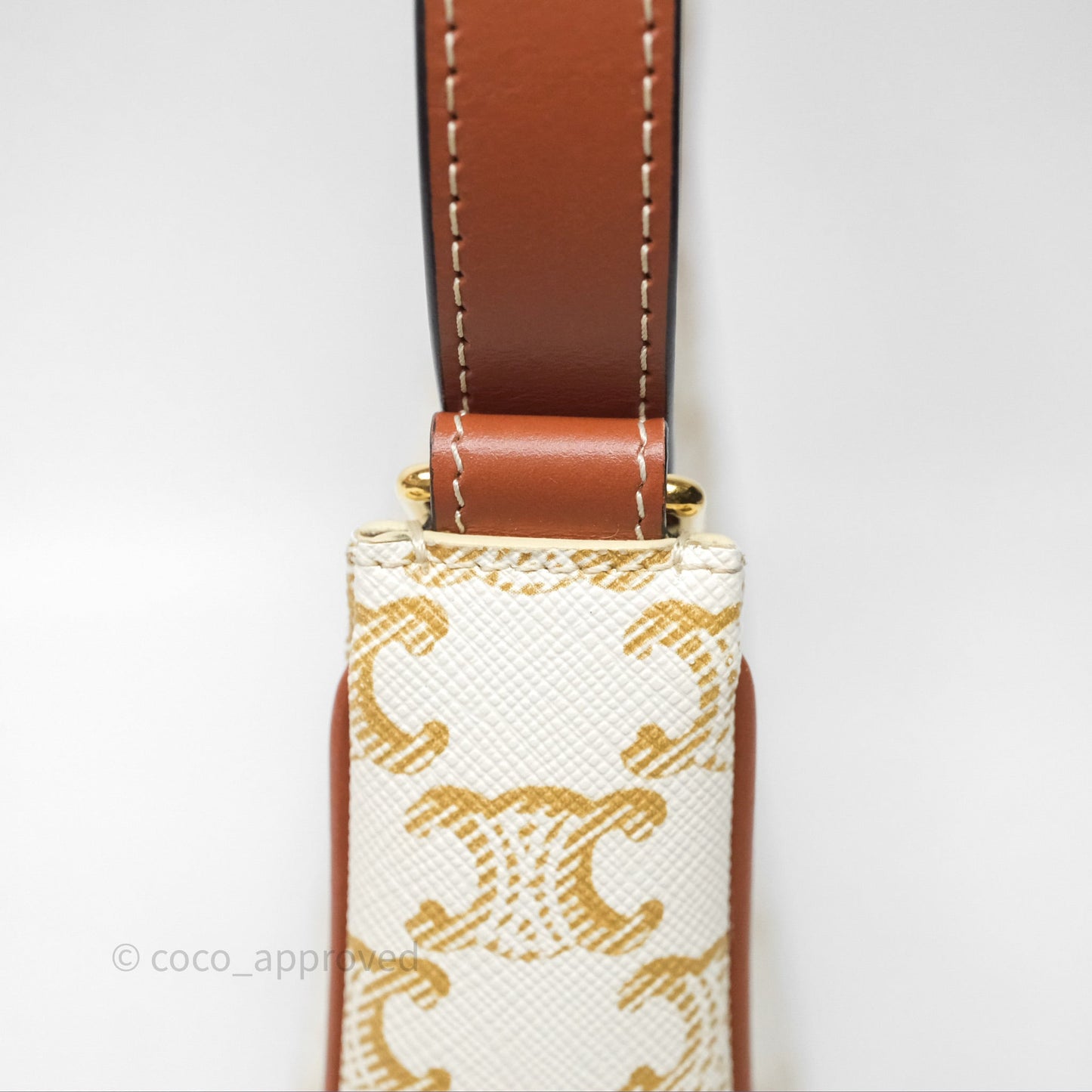Celine Ava Bag In Triomphe Canvas Calfskin White