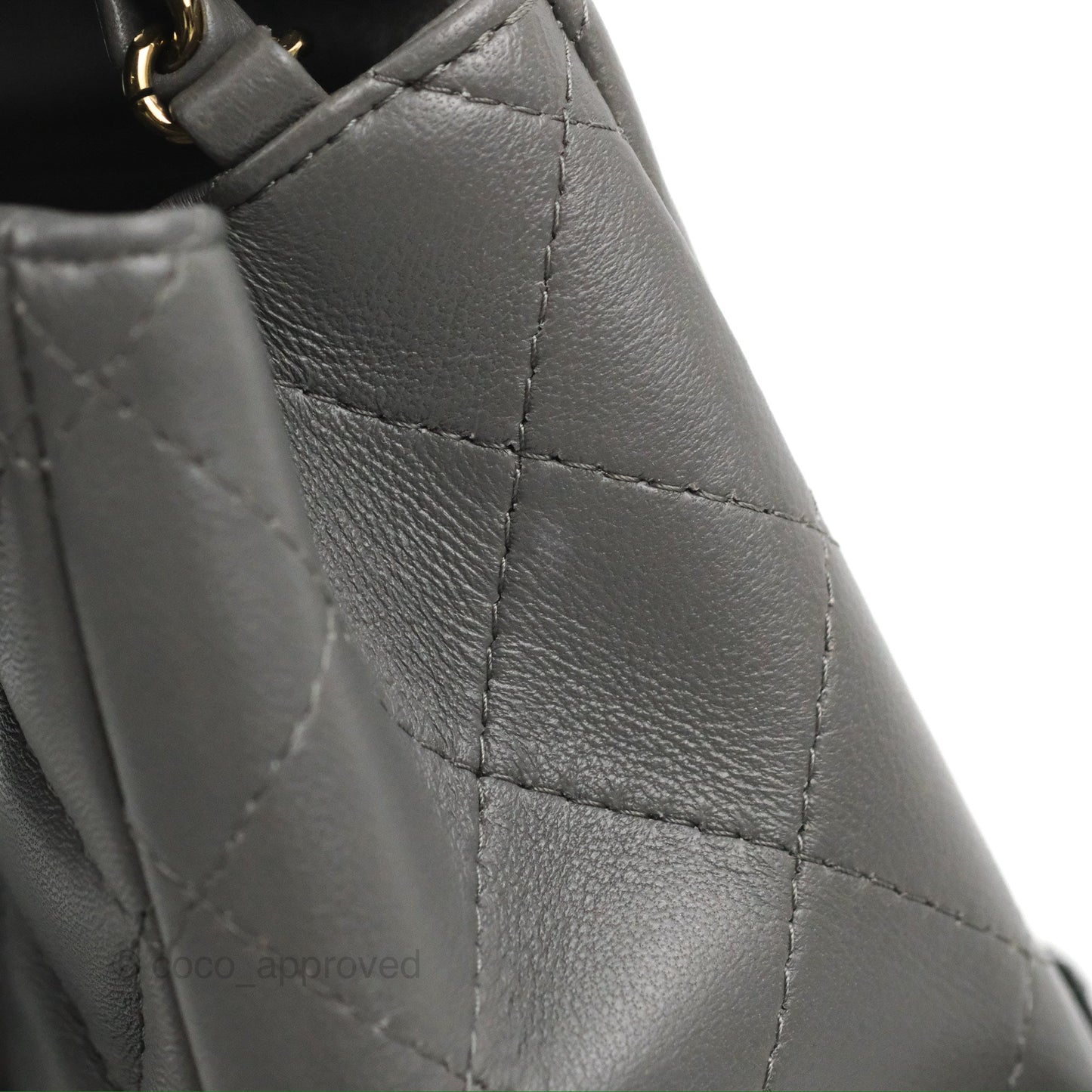 Chanel Quilted Mini Square Grey Lambskin Gold Hardware