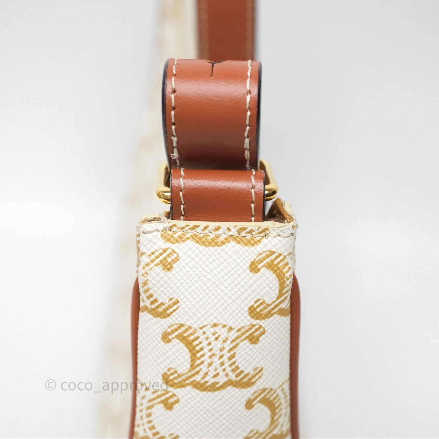 Celine Ava Bag In Triomphe Canvas Calfskin White