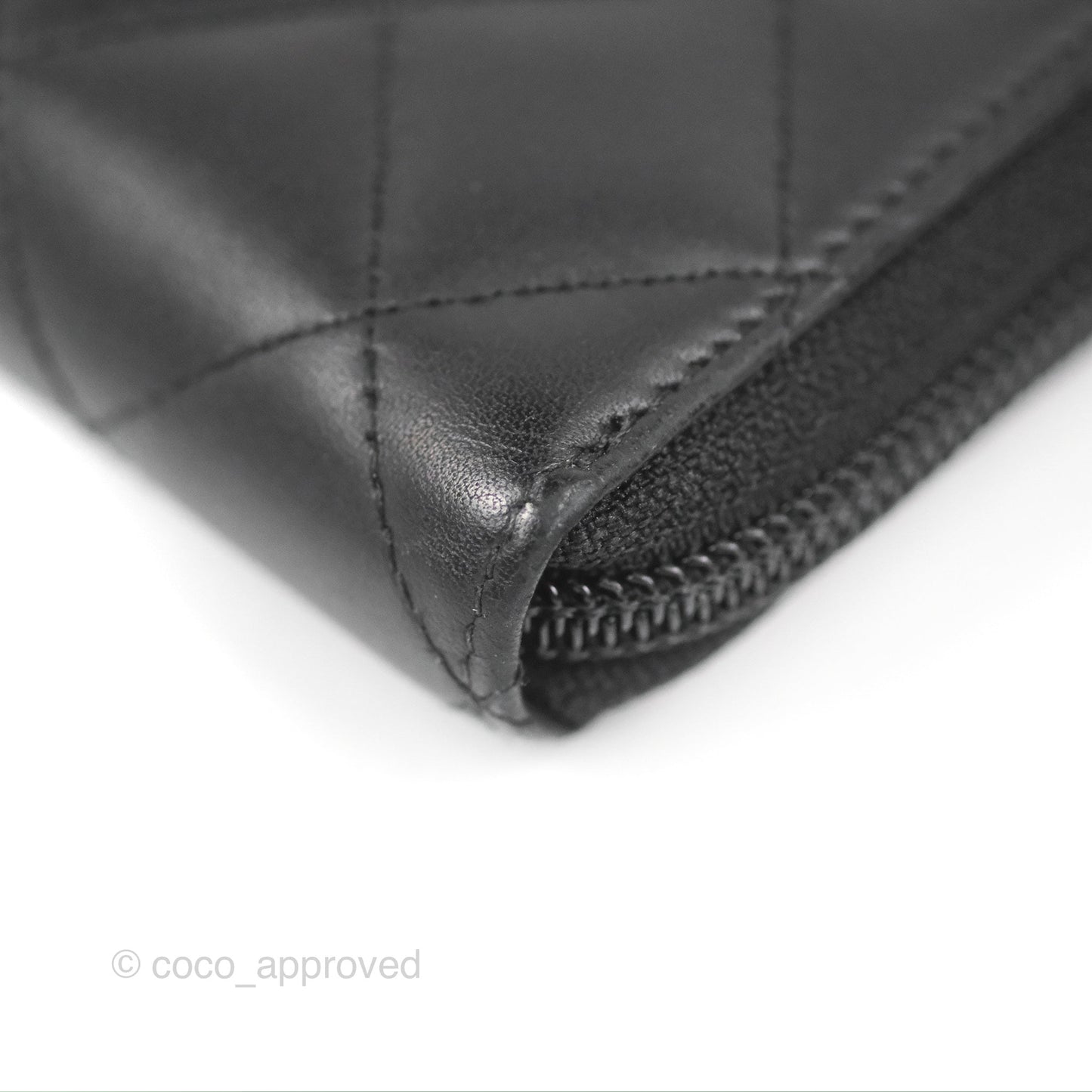 Chanel Quilted Cambon Yen Zip Long Wallet Black Calfskin Silver Hardware
