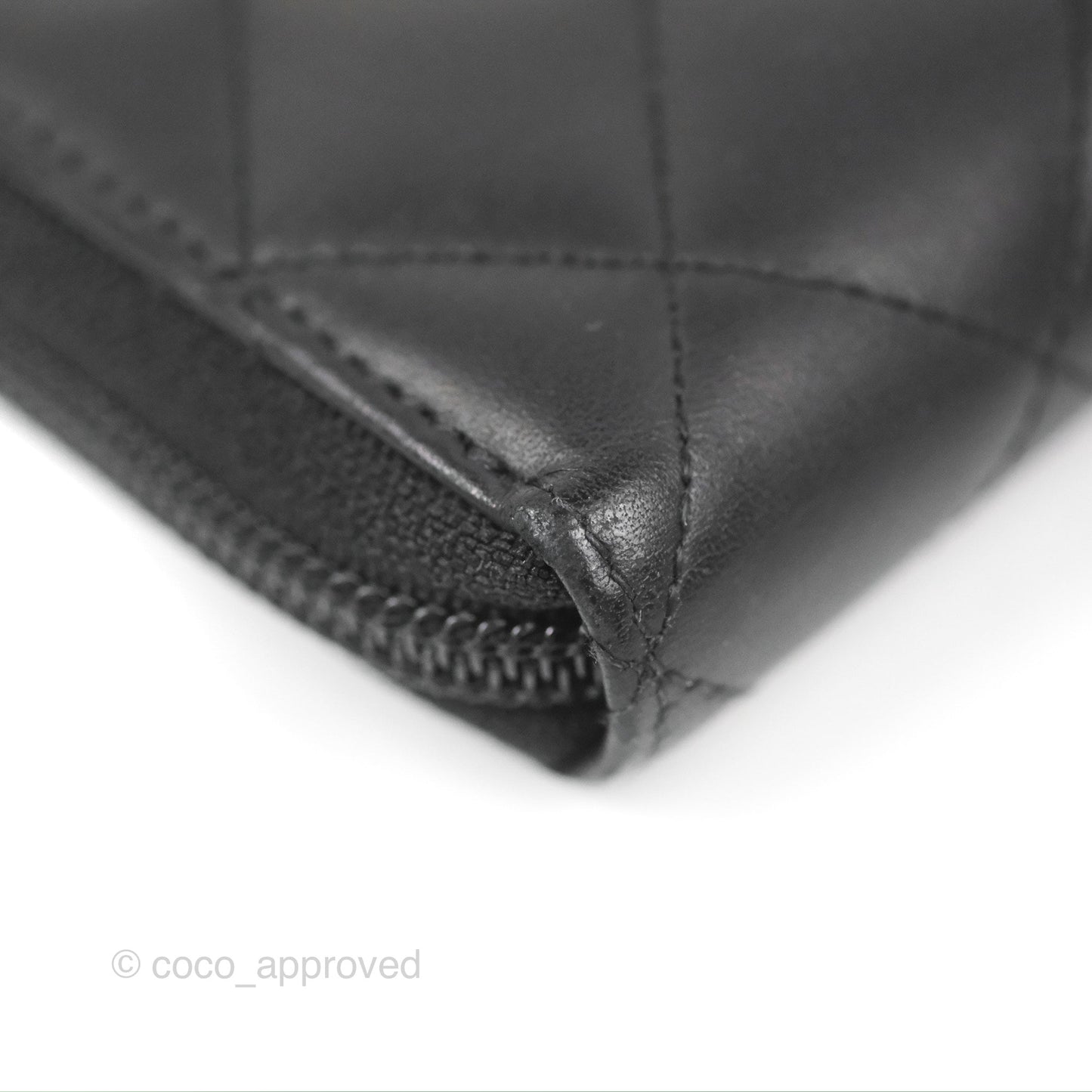 Chanel Quilted Cambon Yen Zip Long Wallet Black Calfskin Silver Hardware