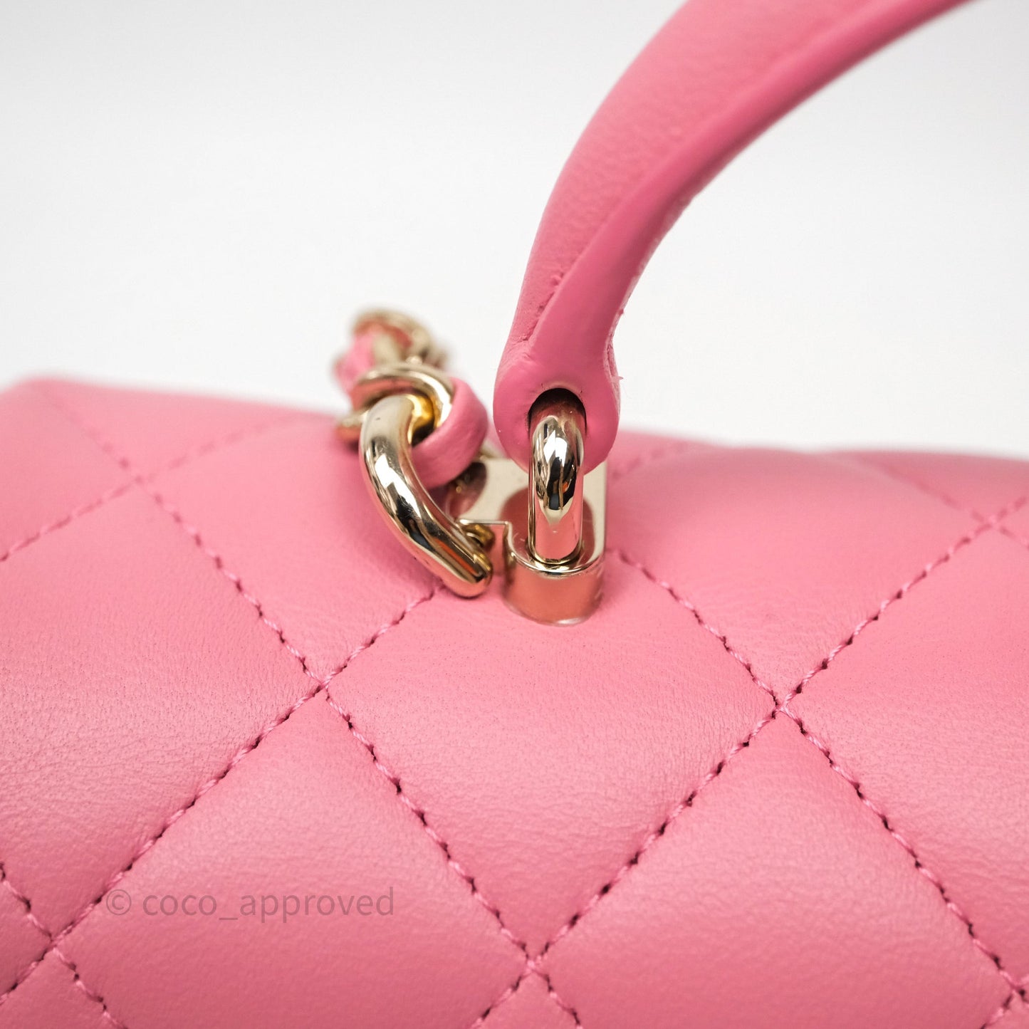 Chanel Top Handle Mini Rectangular Flap Pink Lambskin Gold Hardware