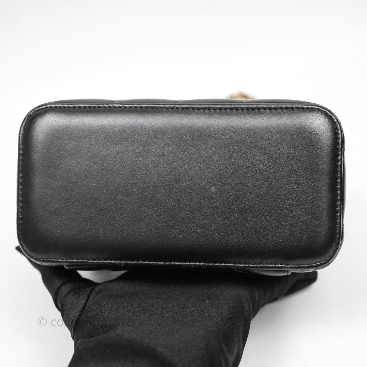 Chanel Vanity Rectangular Top Handle Black Lambskin Gold Hardware