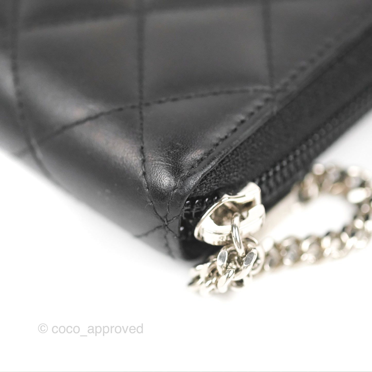 Chanel Quilted Cambon Yen Zip Long Wallet Black Calfskin Silver Hardware