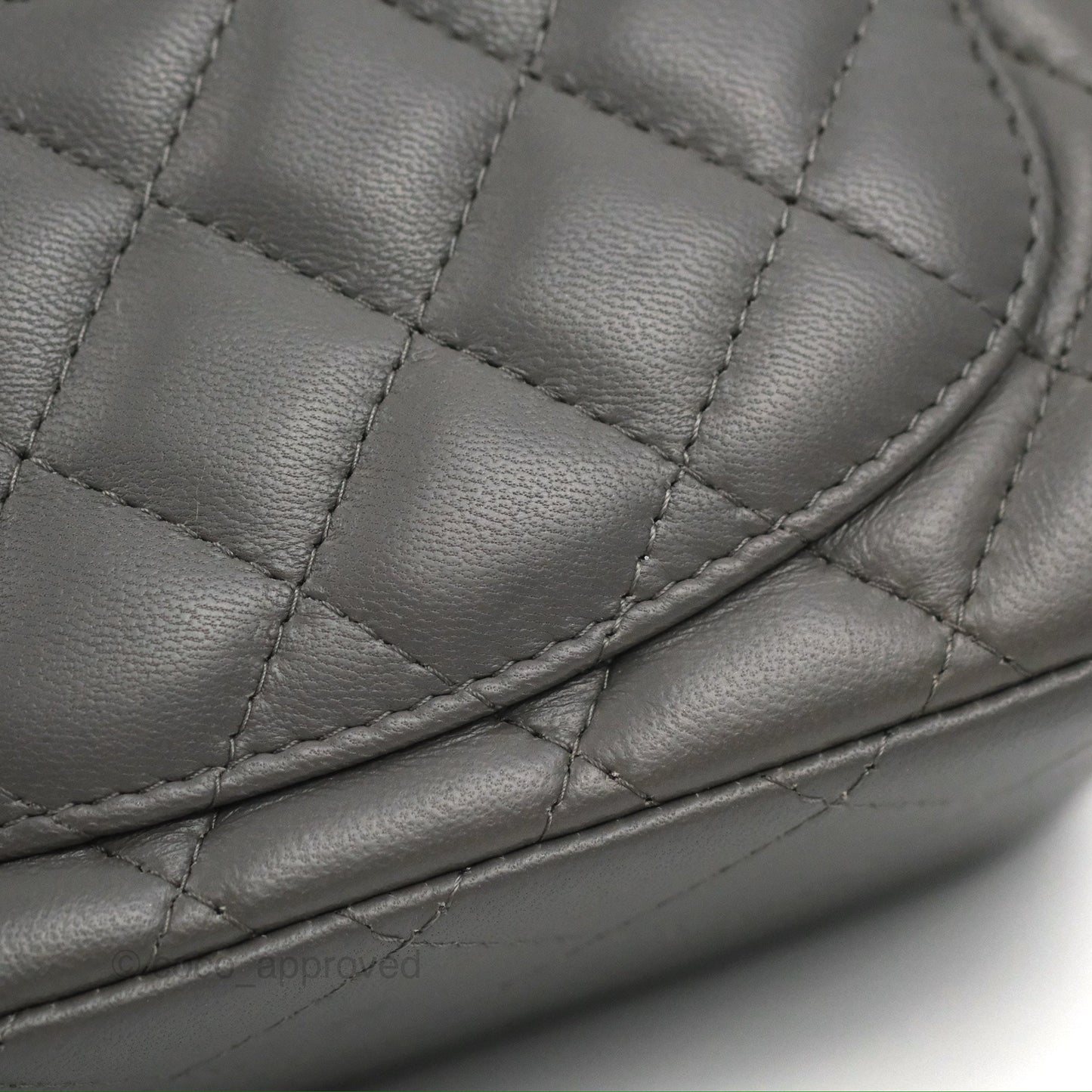 Chanel Quilted Mini Square Grey Lambskin Gold Hardware