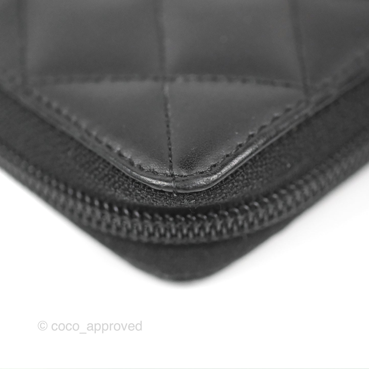 Chanel Quilted Cambon Yen Zip Long Wallet Black Calfskin Silver Hardware