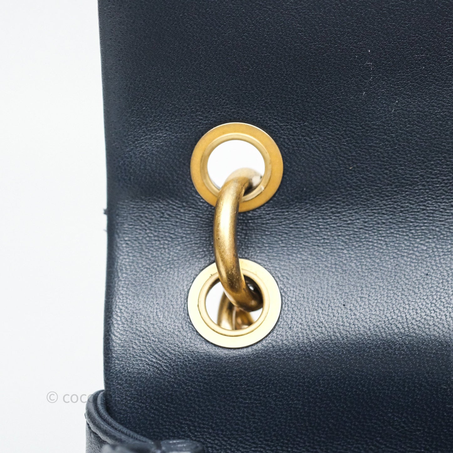 Chanel Quilted Entwined Chain Bag Navy Lambskin Aged Gold Hardware 21P