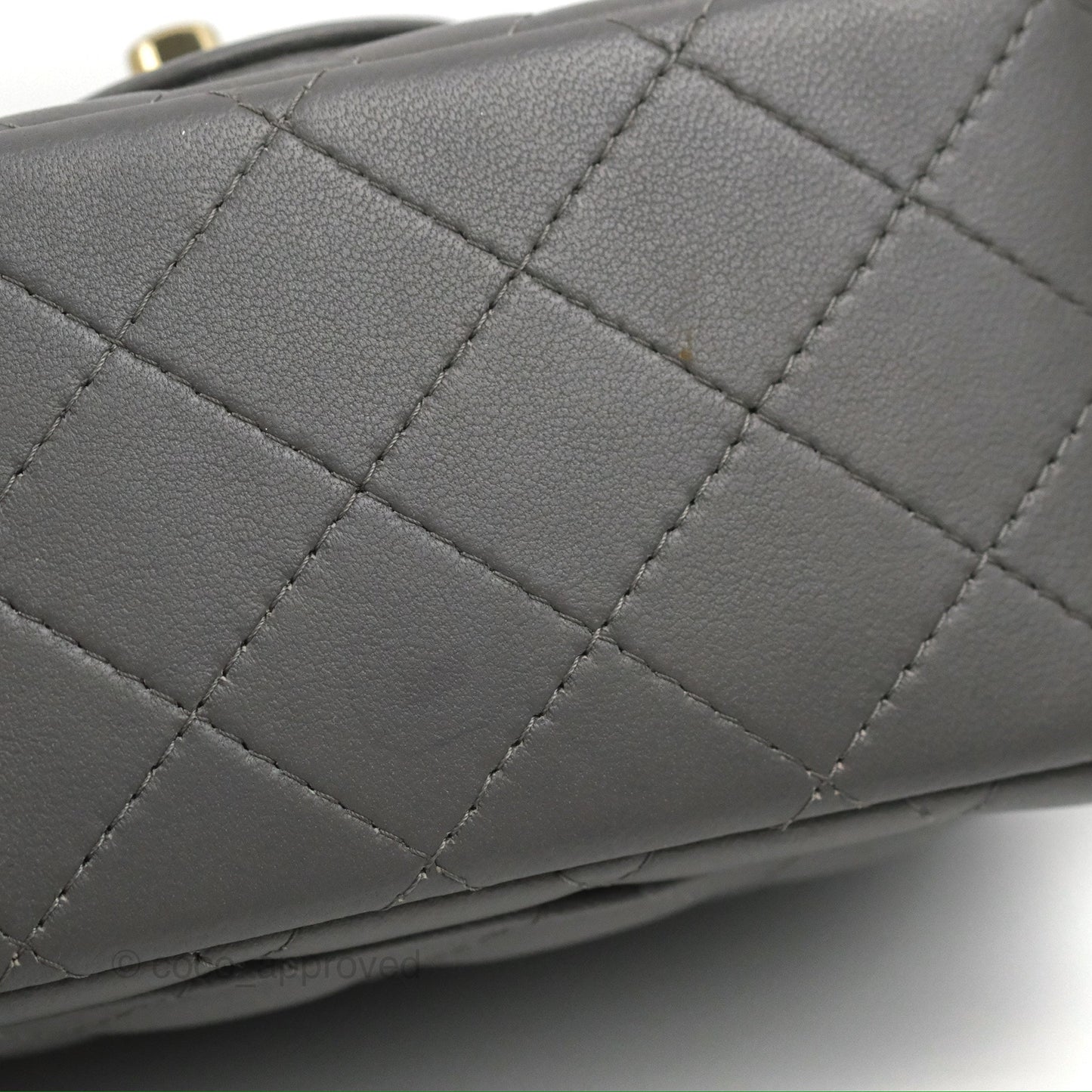 Chanel Quilted Mini Square Grey Lambskin Gold Hardware