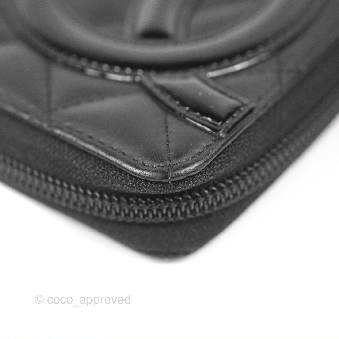 Chanel Quilted Cambon Yen Zip Long Wallet Black Calfskin Silver Hardware