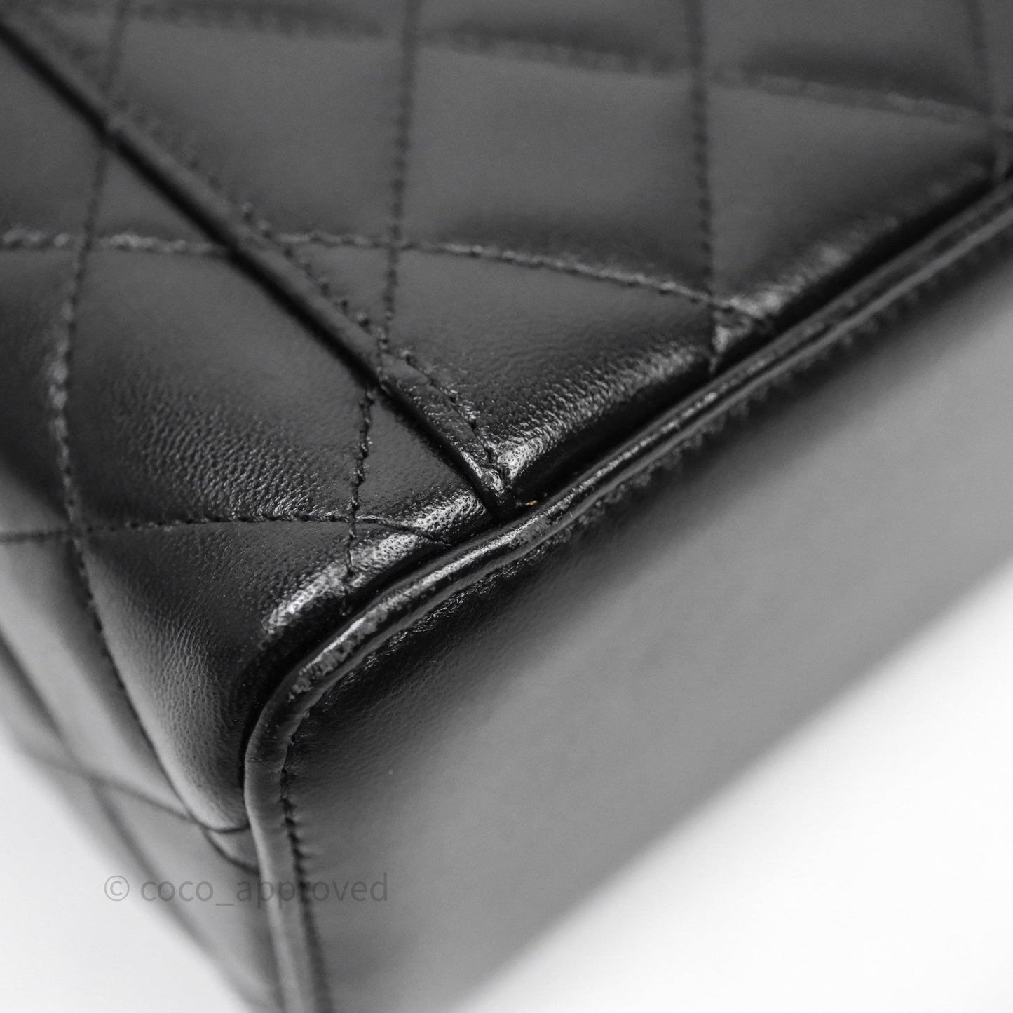 Chanel Vanity Rectangular Top Handle Black Lambskin Gold Hardware