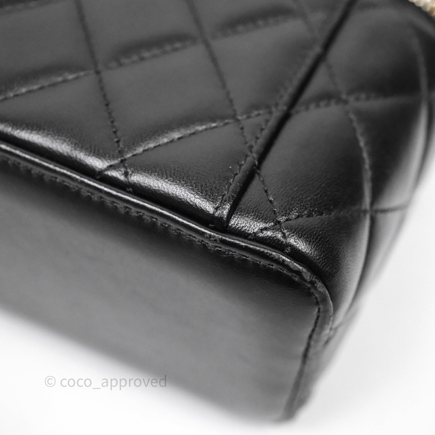 Chanel Vanity Rectangular Top Handle Black Lambskin Gold Hardware