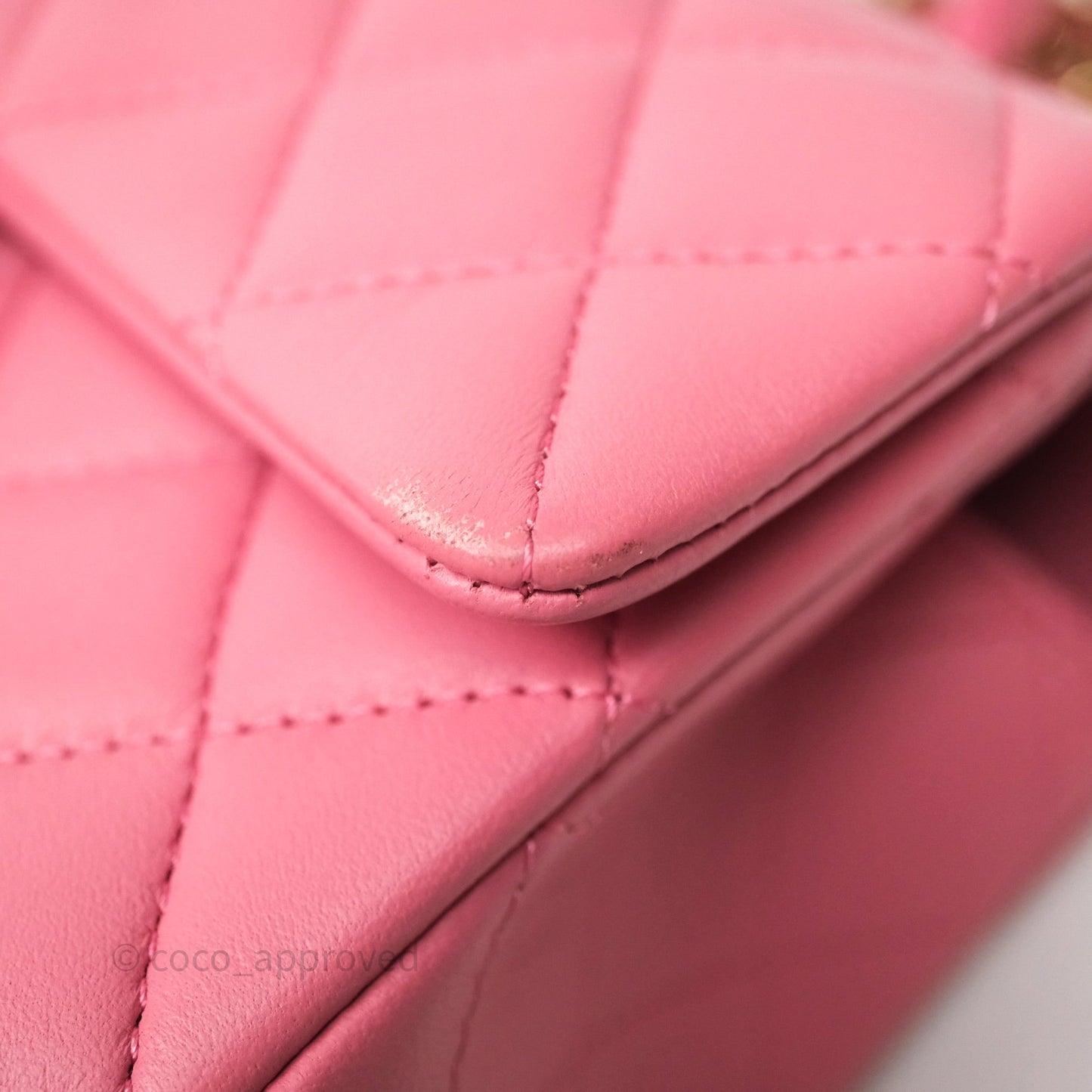 Chanel Top Handle Mini Rectangular Flap Pink Lambskin Gold Hardware