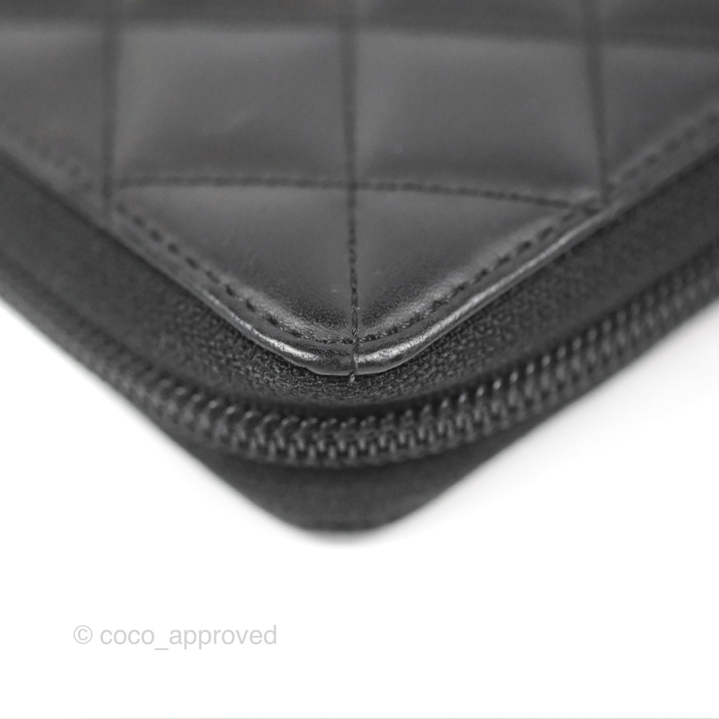 Chanel Quilted Cambon Yen Zip Long Wallet Black Calfskin Silver Hardware