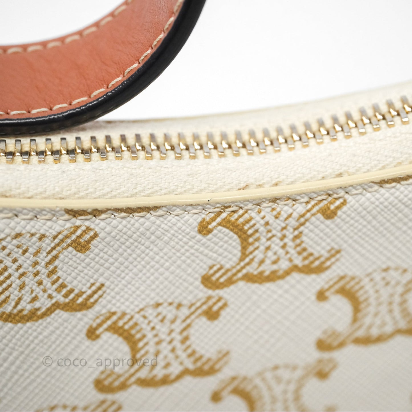 Celine Ava Bag In Triomphe Canvas Calfskin White