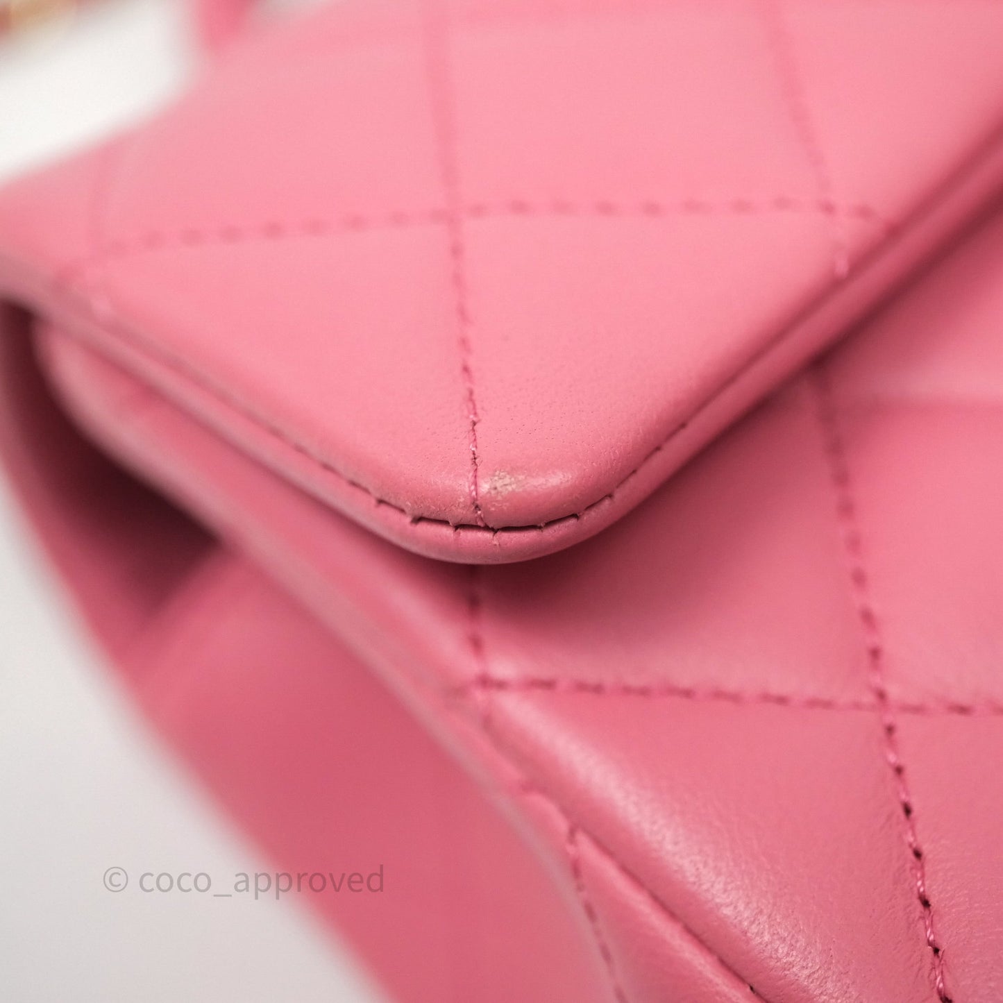 Chanel Top Handle Mini Rectangular Flap Pink Lambskin Gold Hardware