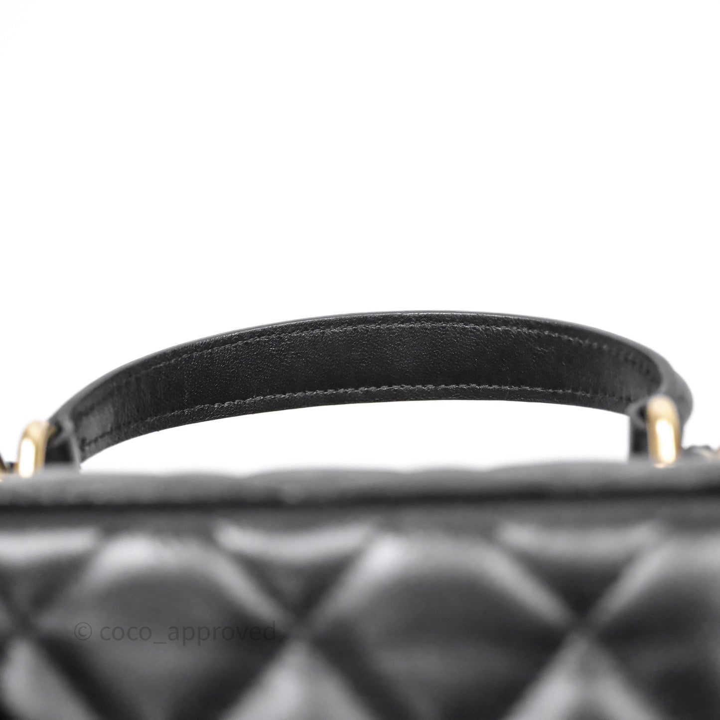 Chanel Vanity Rectangular Top Handle Black Lambskin Gold Hardware