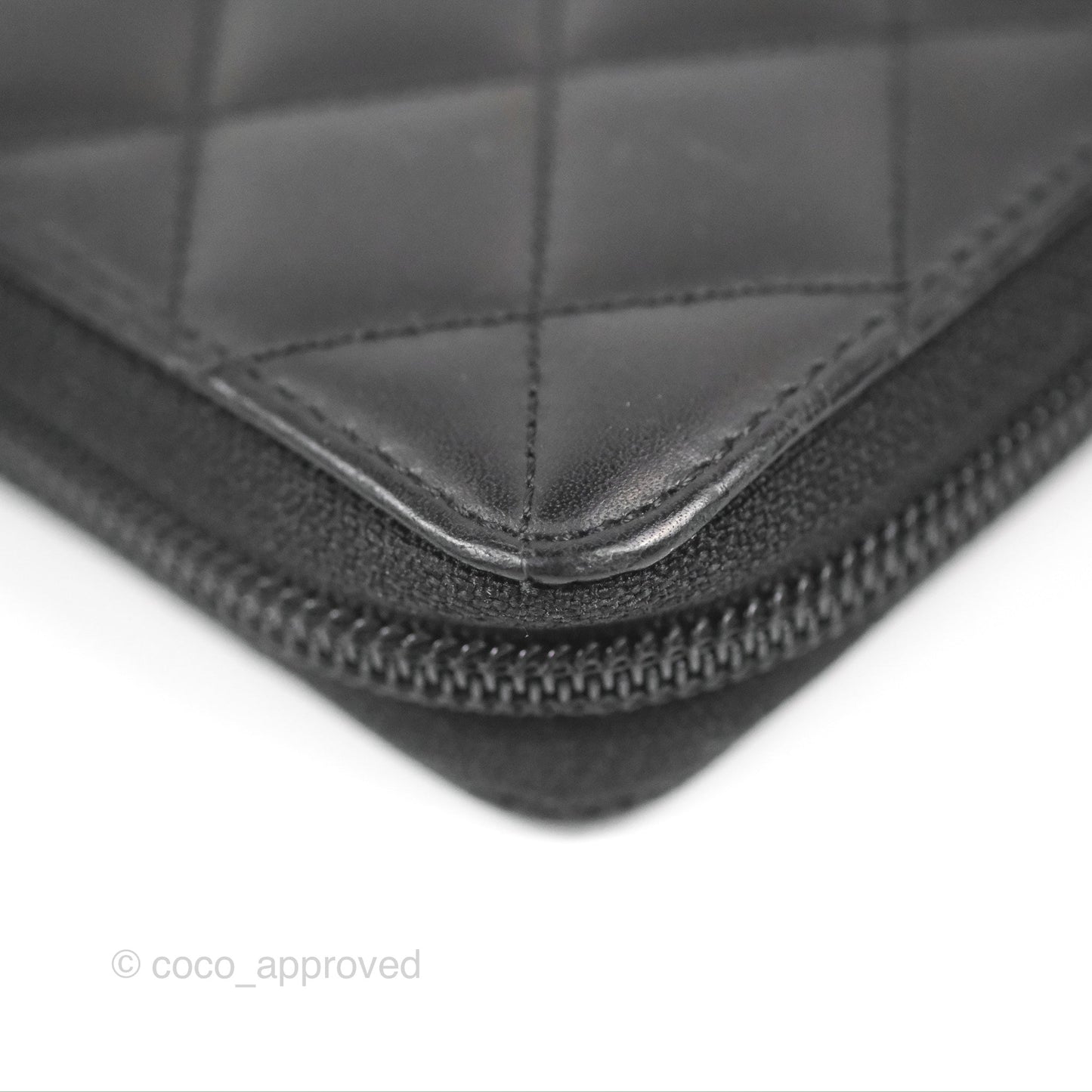 Chanel Quilted Cambon Yen Zip Long Wallet Black Calfskin Silver Hardware