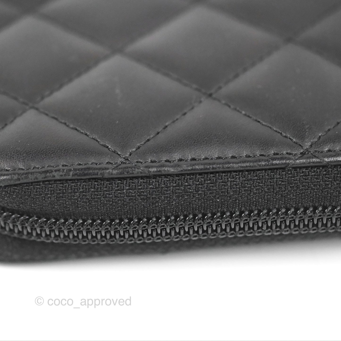 Chanel Quilted Cambon Yen Zip Long Wallet Black Calfskin Silver Hardware