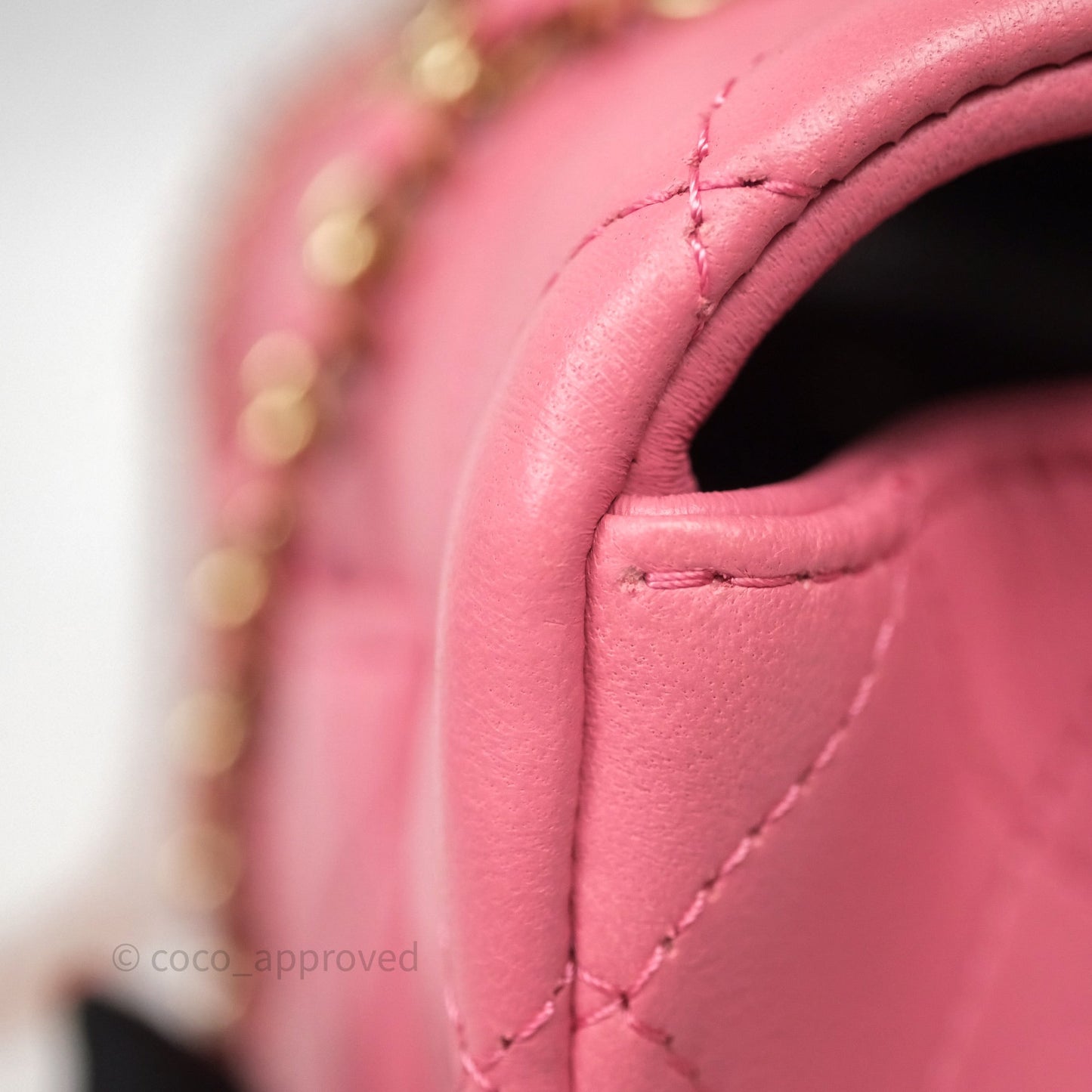 Chanel Top Handle Mini Rectangular Flap Pink Lambskin Gold Hardware