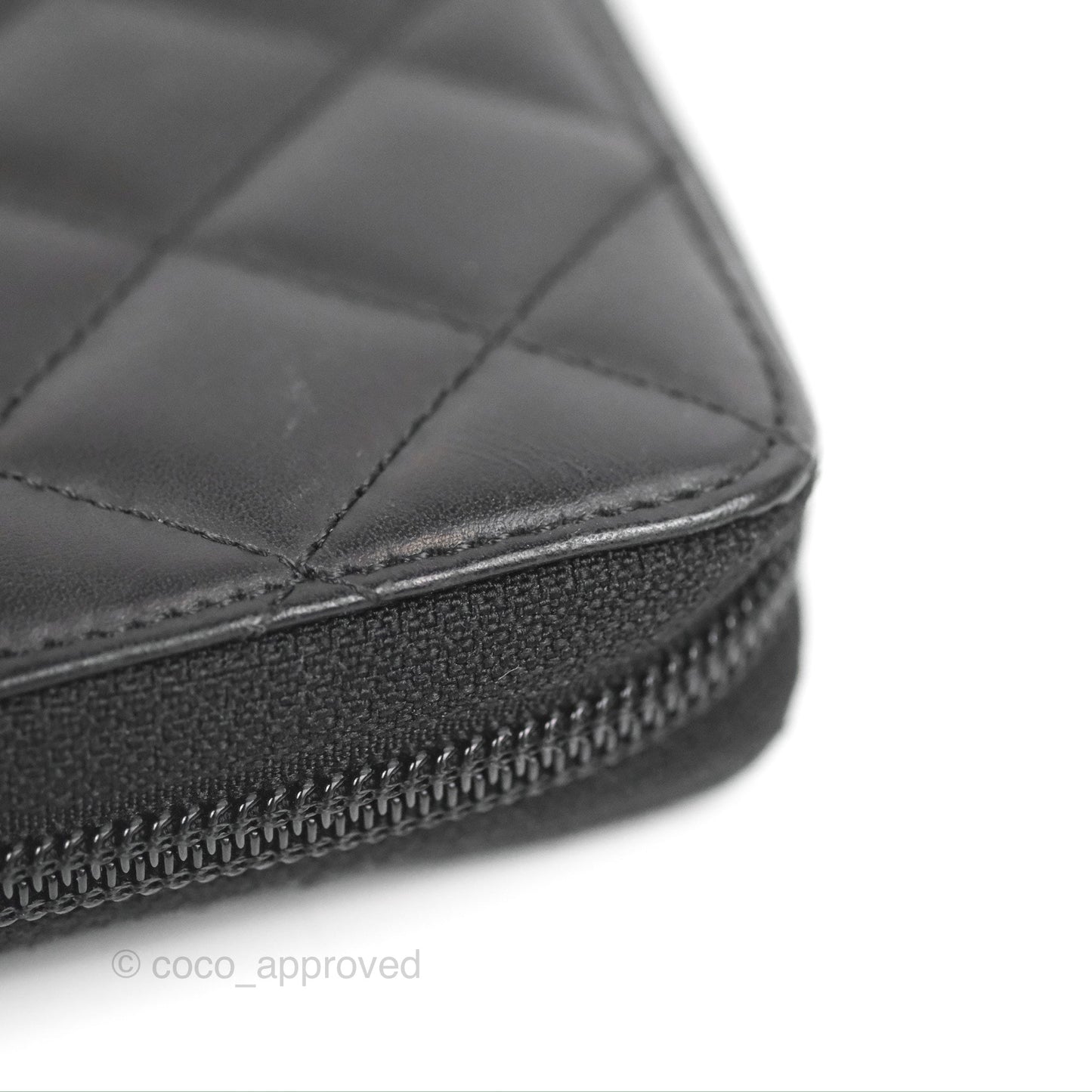 Chanel Quilted Cambon Yen Zip Long Wallet Black Calfskin Silver Hardware
