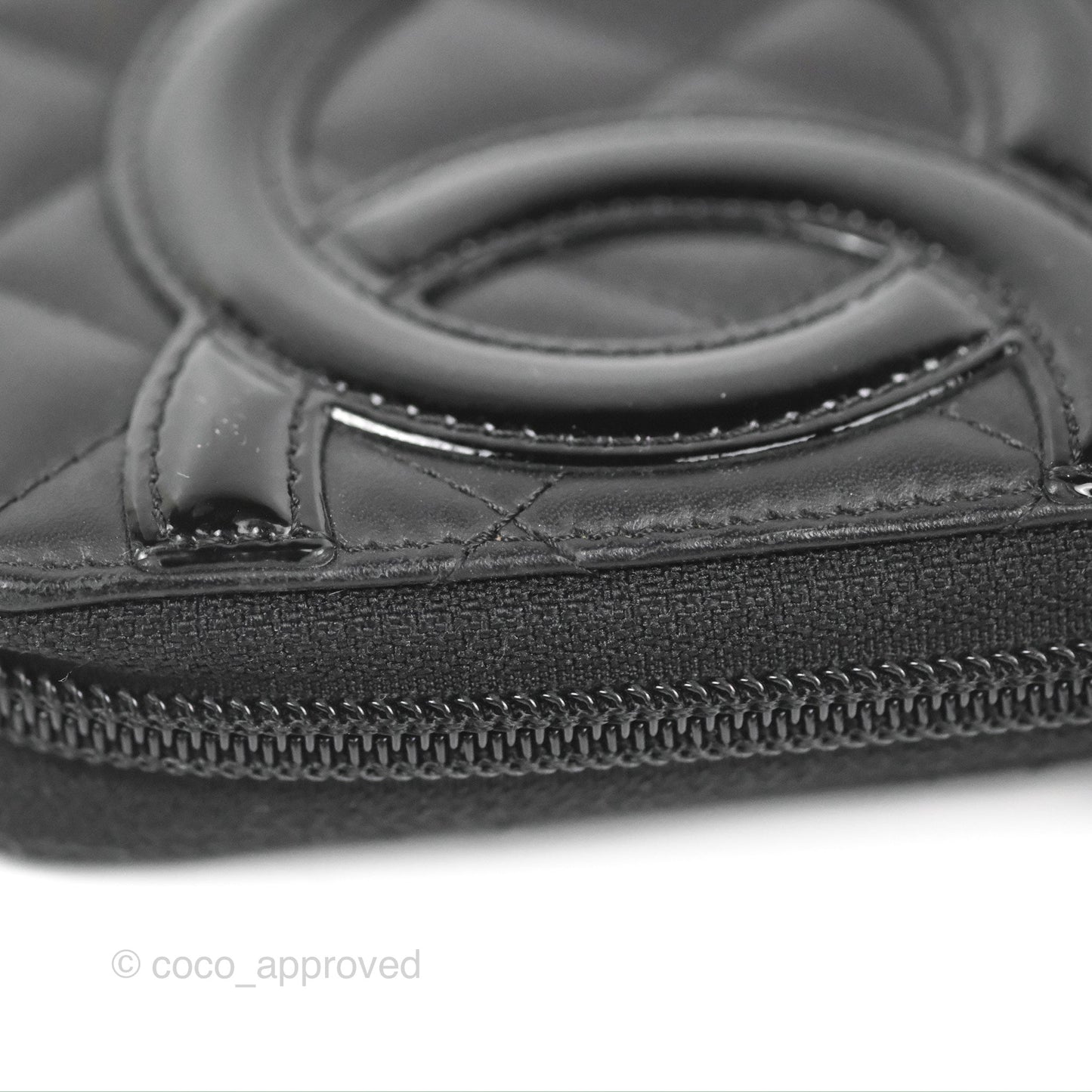 Chanel Quilted Cambon Yen Zip Long Wallet Black Calfskin Silver Hardware