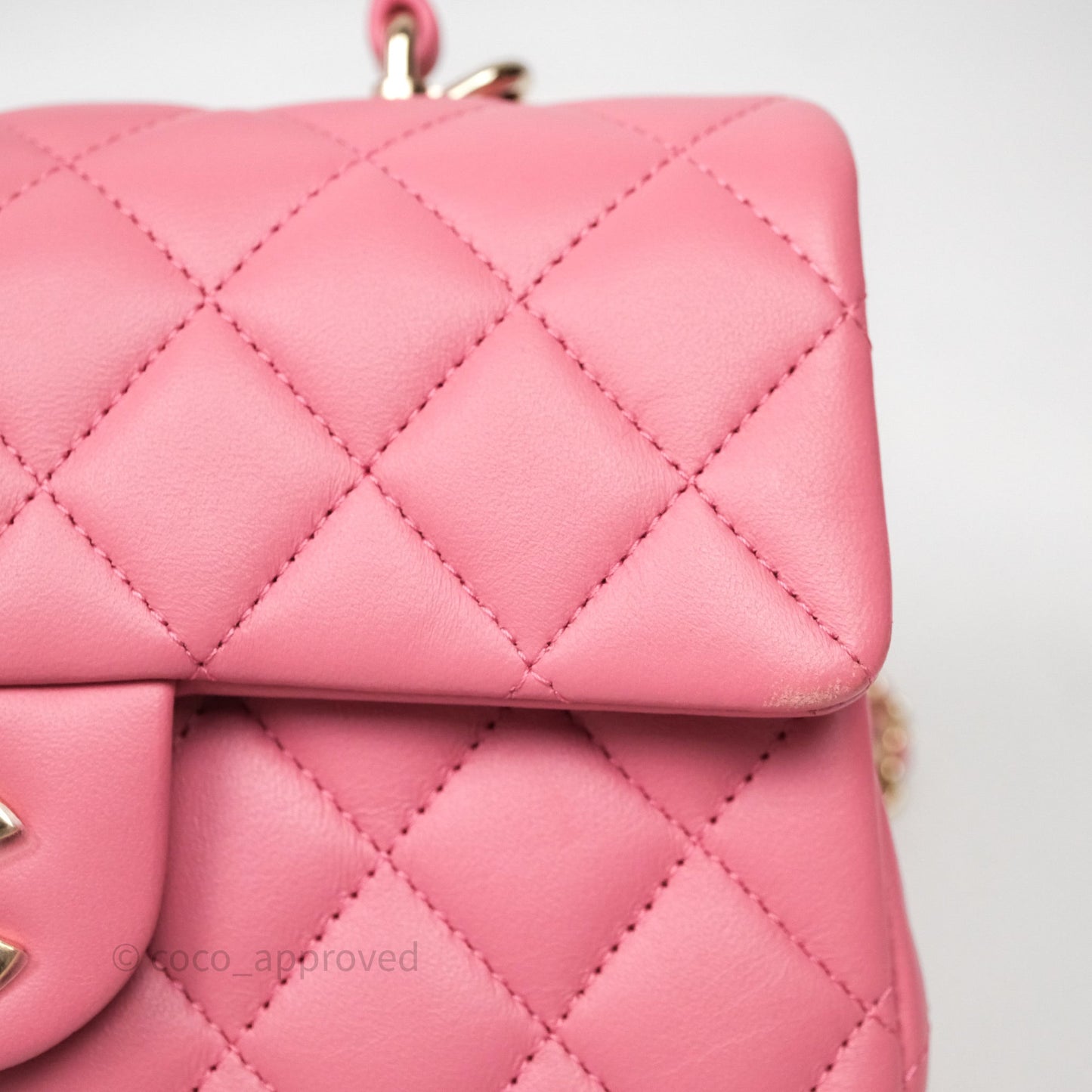 Chanel Top Handle Mini Rectangular Flap Pink Lambskin Gold Hardware