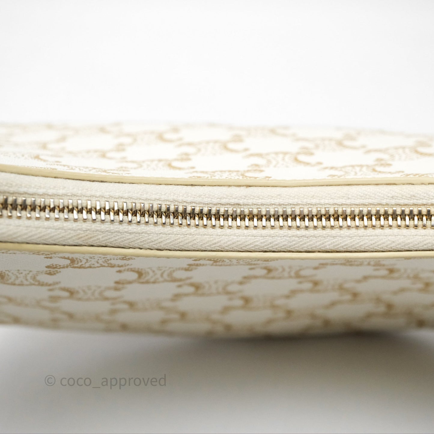 Celine Ava Bag In Triomphe Canvas Calfskin White