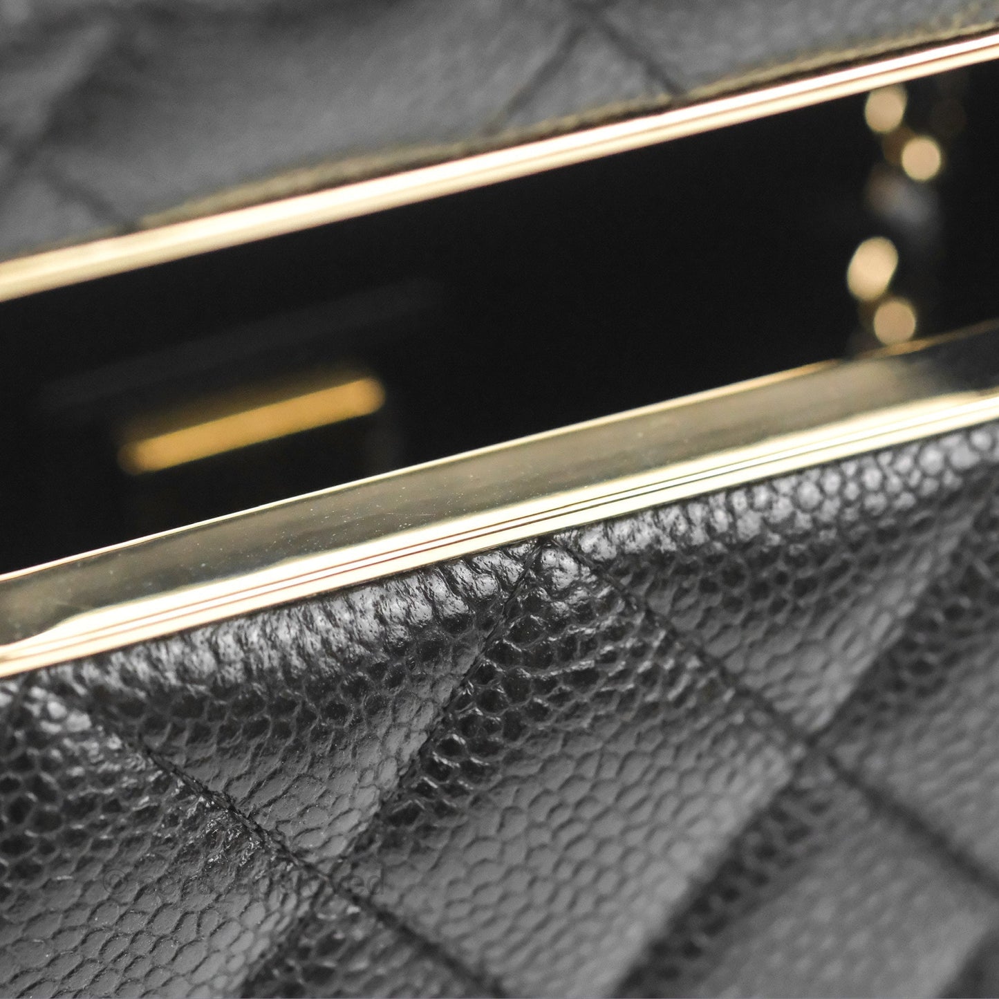 Chanel Evening Bag Black Caviar Gold Hardware 22S