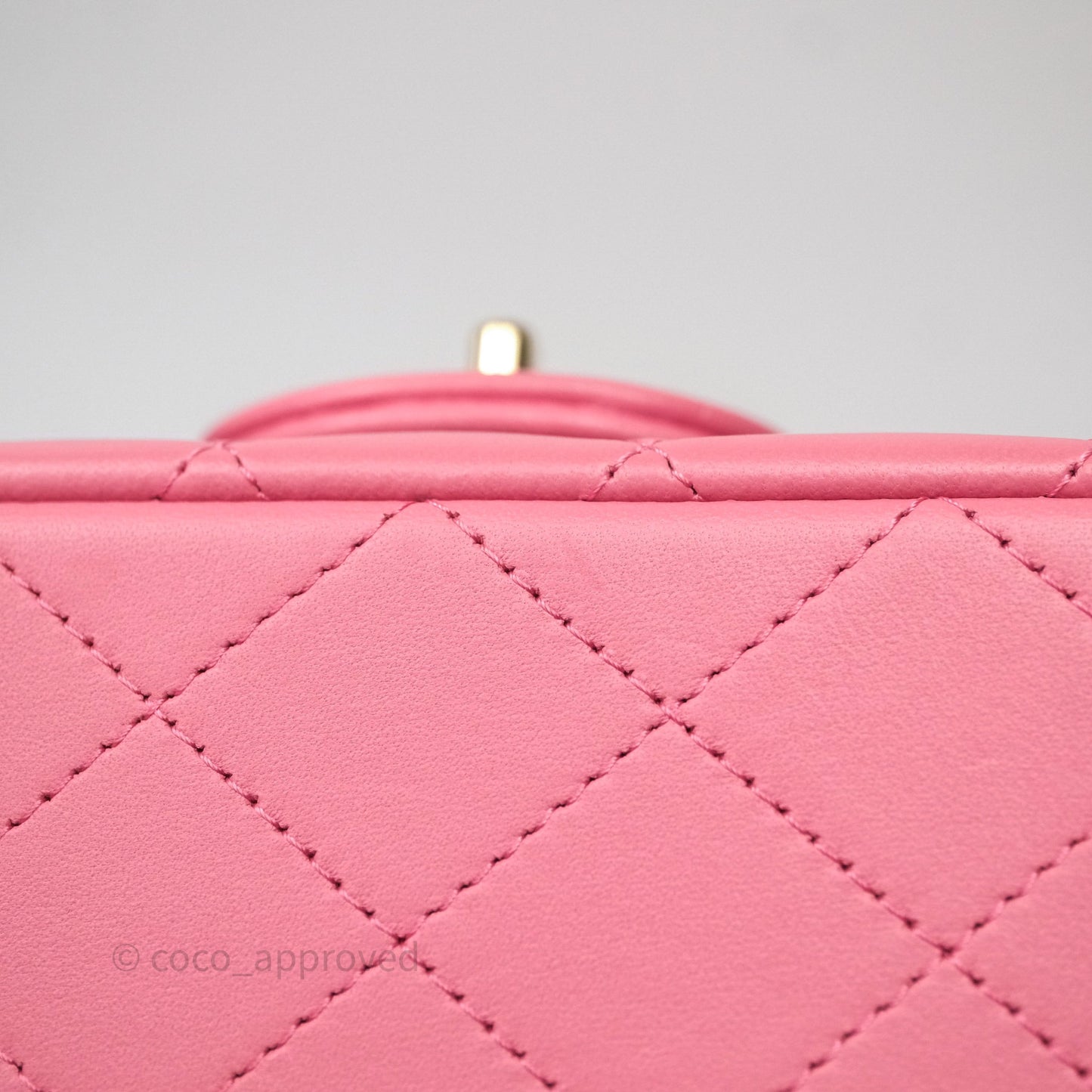 Chanel Top Handle Mini Rectangular Flap Pink Lambskin Gold Hardware