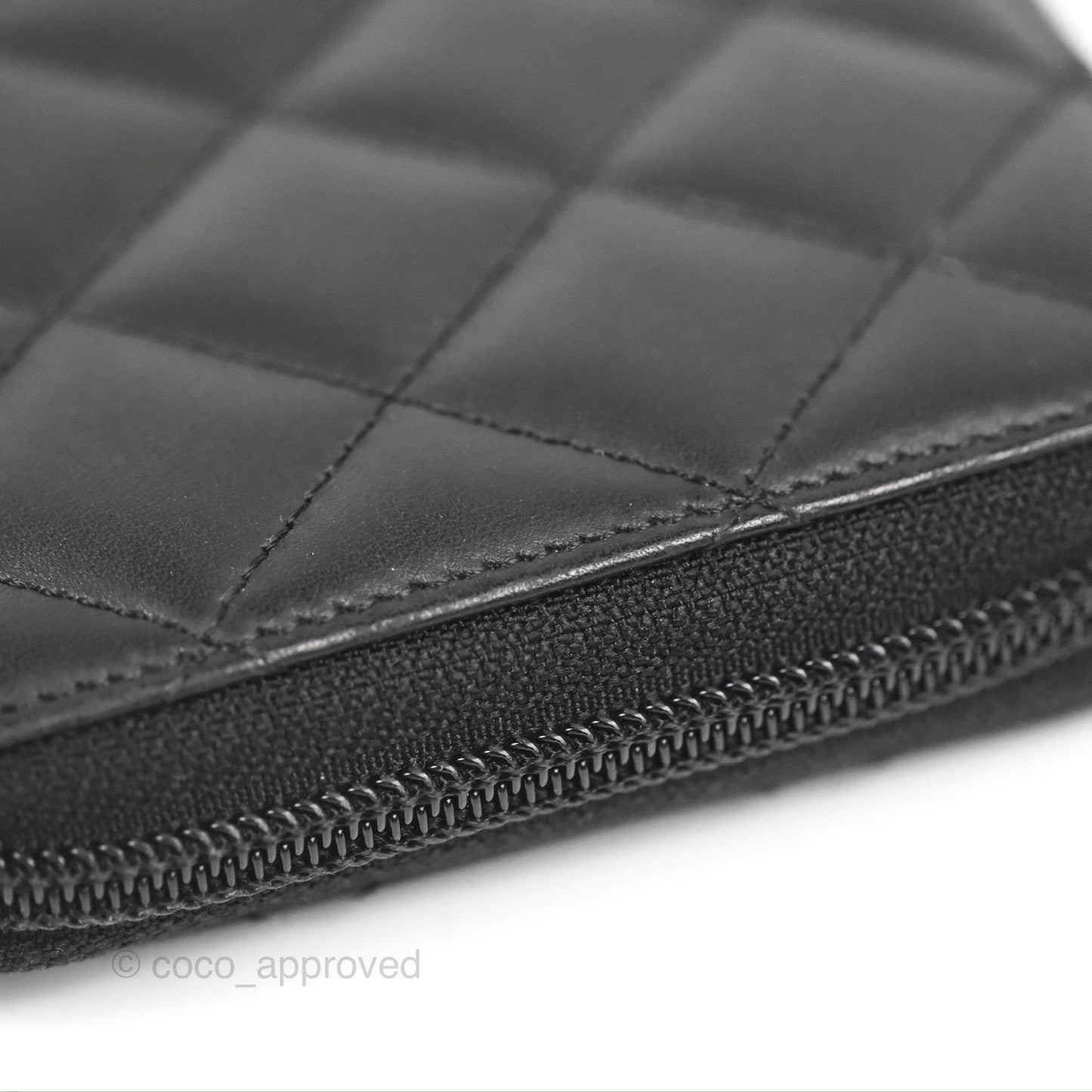 Chanel Quilted Cambon Yen Zip Long Wallet Black Calfskin Silver Hardware