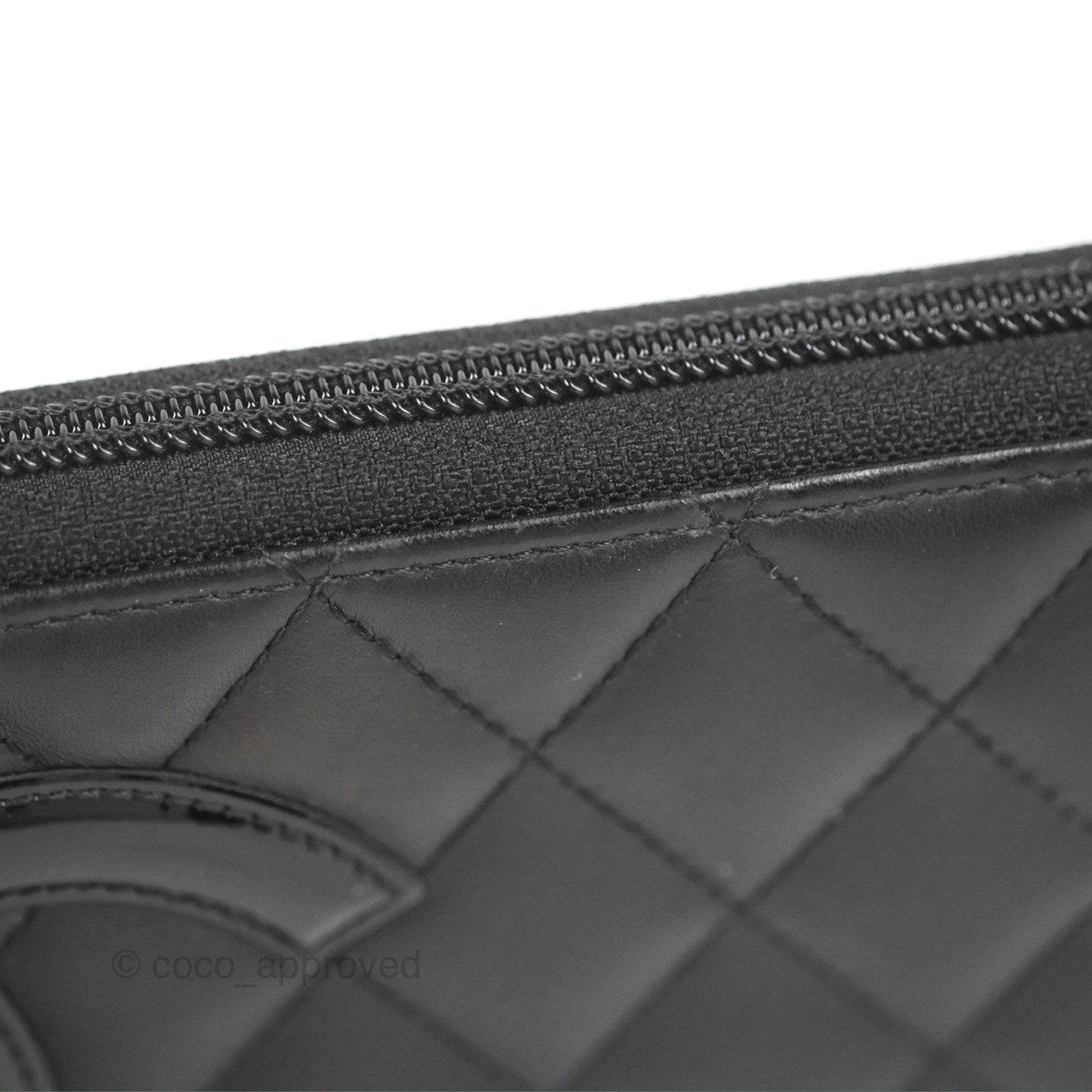 Chanel Quilted Cambon Yen Zip Long Wallet Black Calfskin Silver Hardware