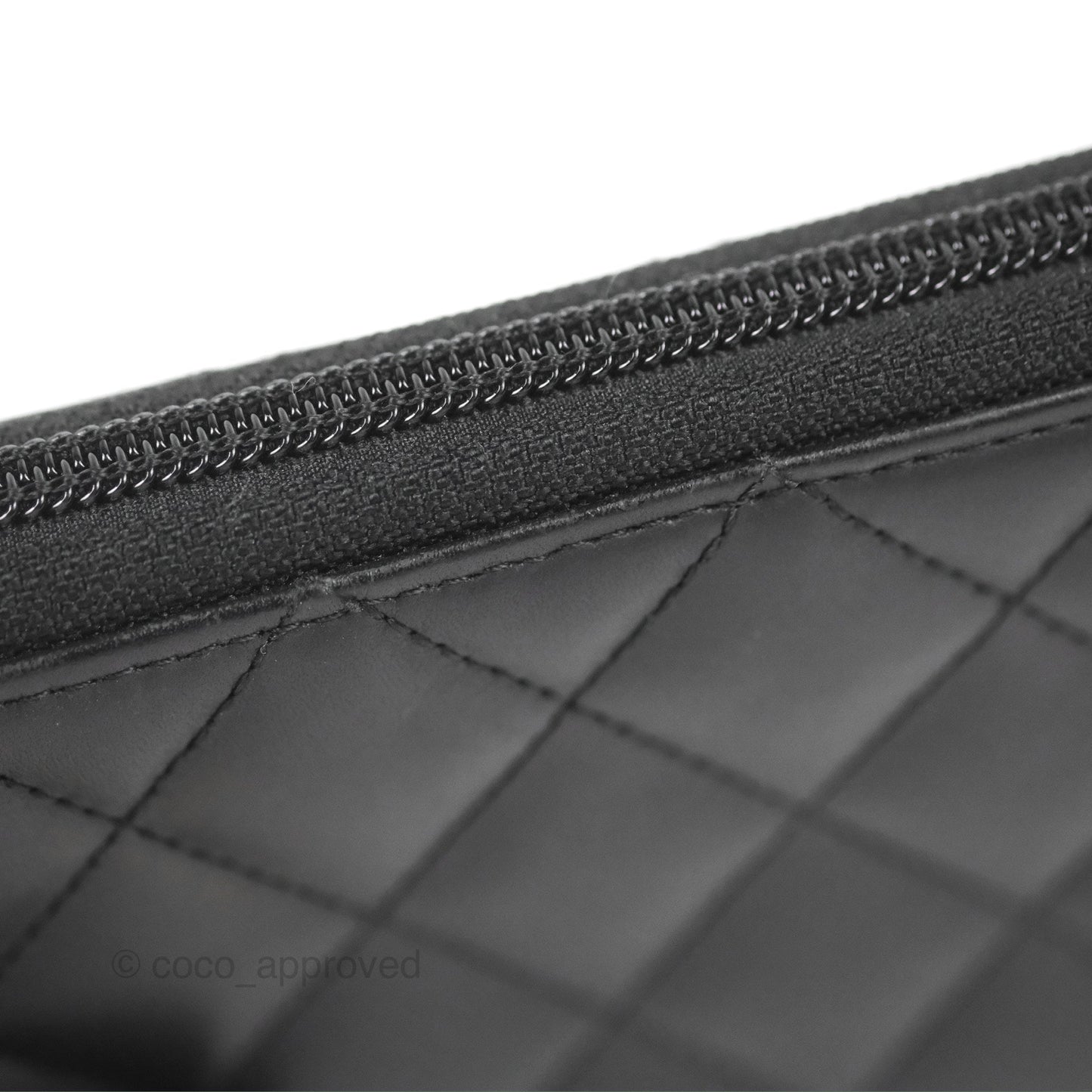 Chanel Quilted Cambon Yen Zip Long Wallet Black Calfskin Silver Hardware