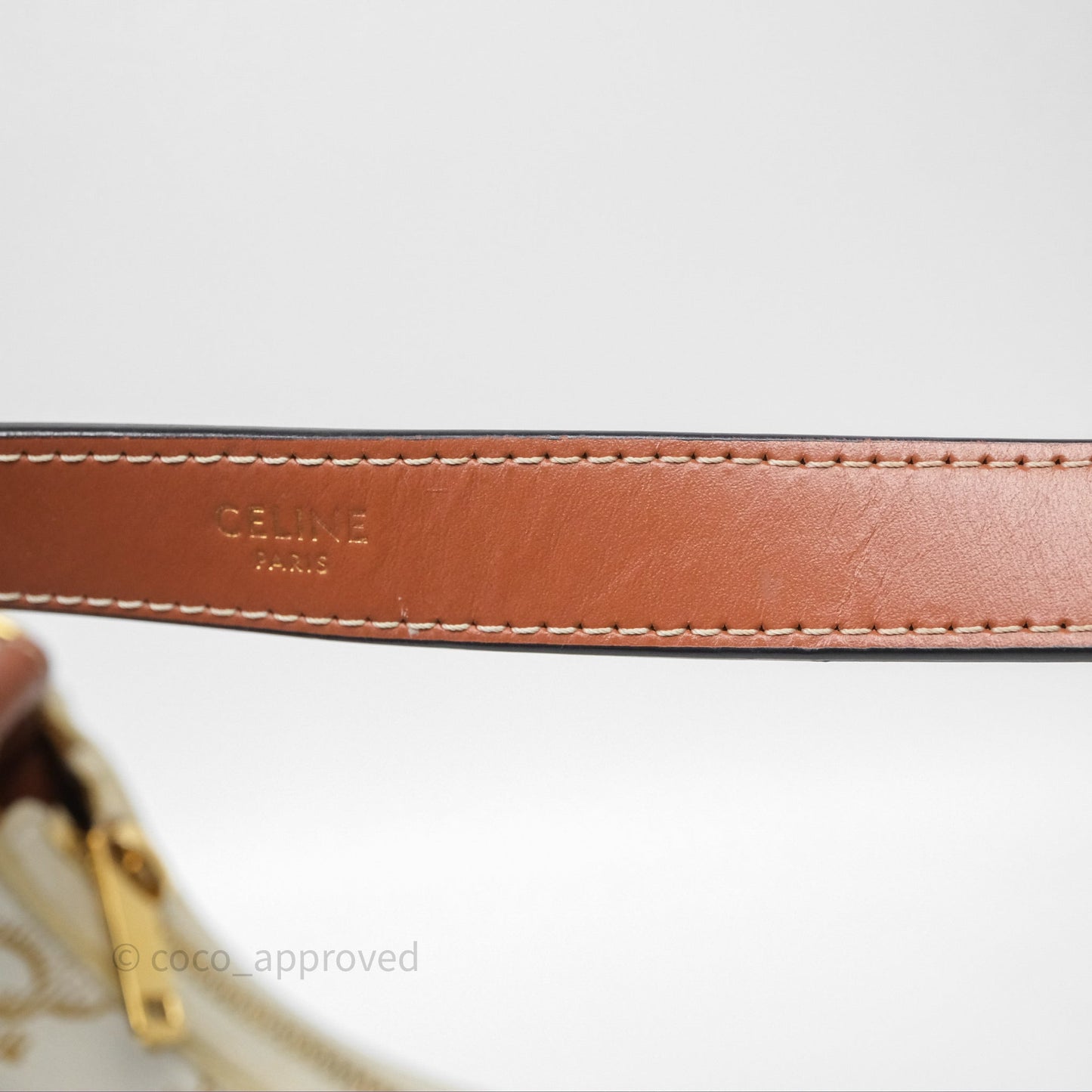 Celine Ava Bag In Triomphe Canvas Calfskin White
