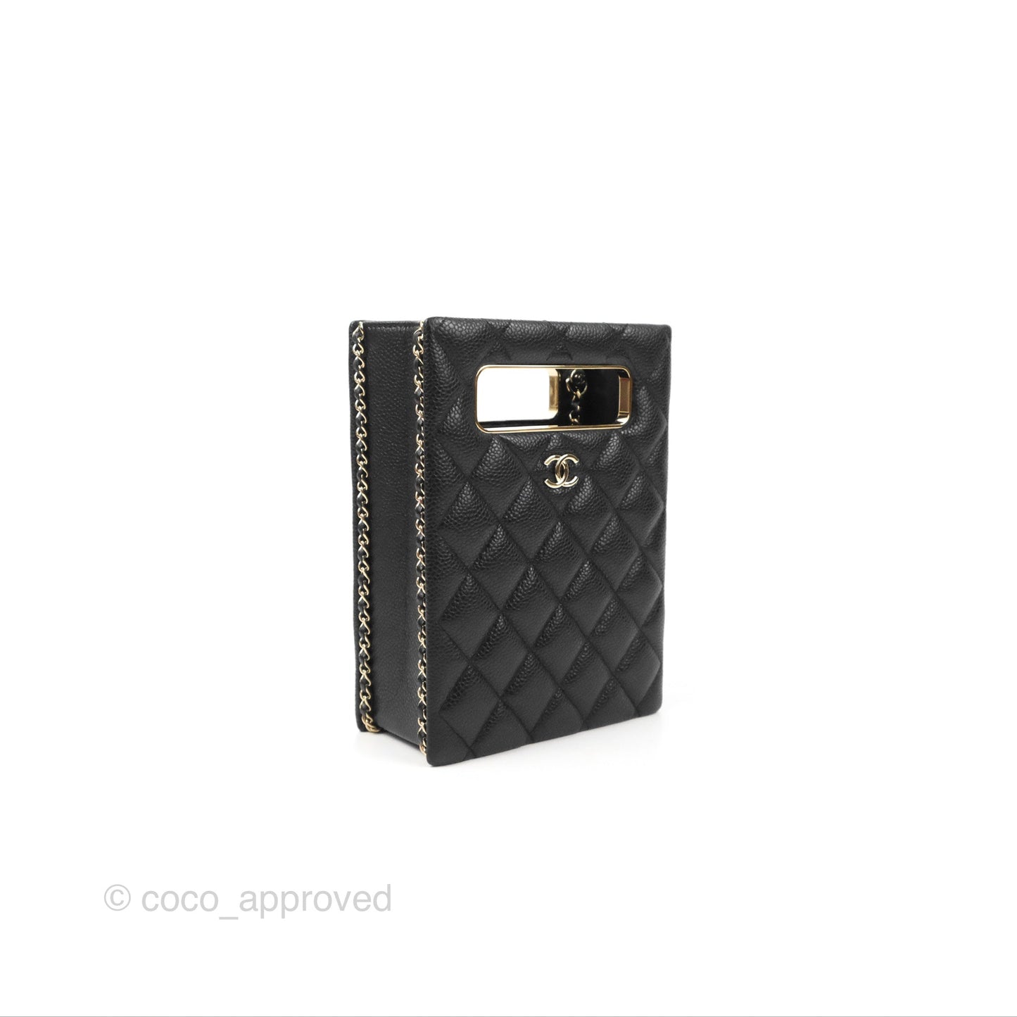 Chanel Evening Bag Black Caviar Gold Hardware 22S