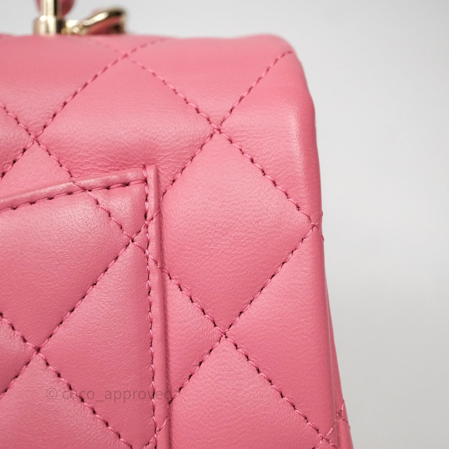 Chanel Top Handle Mini Rectangular Flap Pink Lambskin Gold Hardware