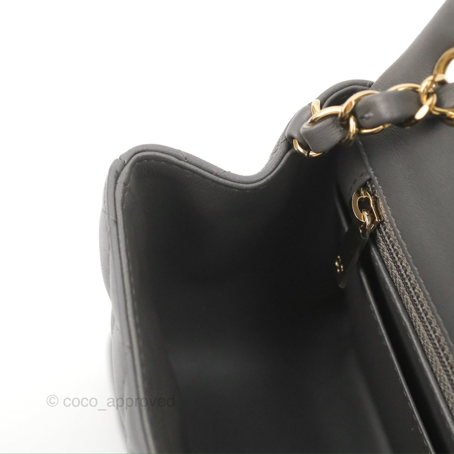 Chanel Quilted Mini Square Grey Lambskin Gold Hardware