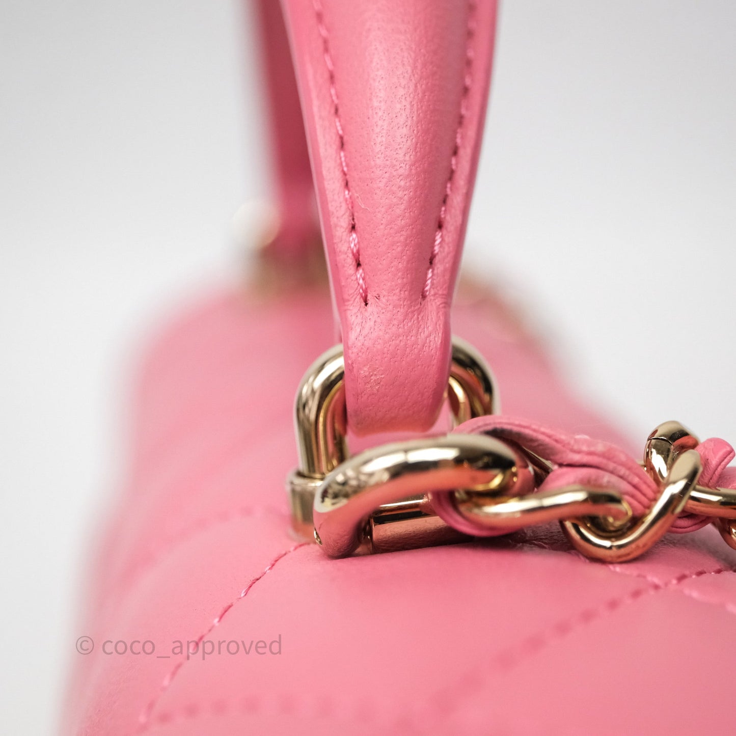 Chanel Top Handle Mini Rectangular Flap Pink Lambskin Gold Hardware