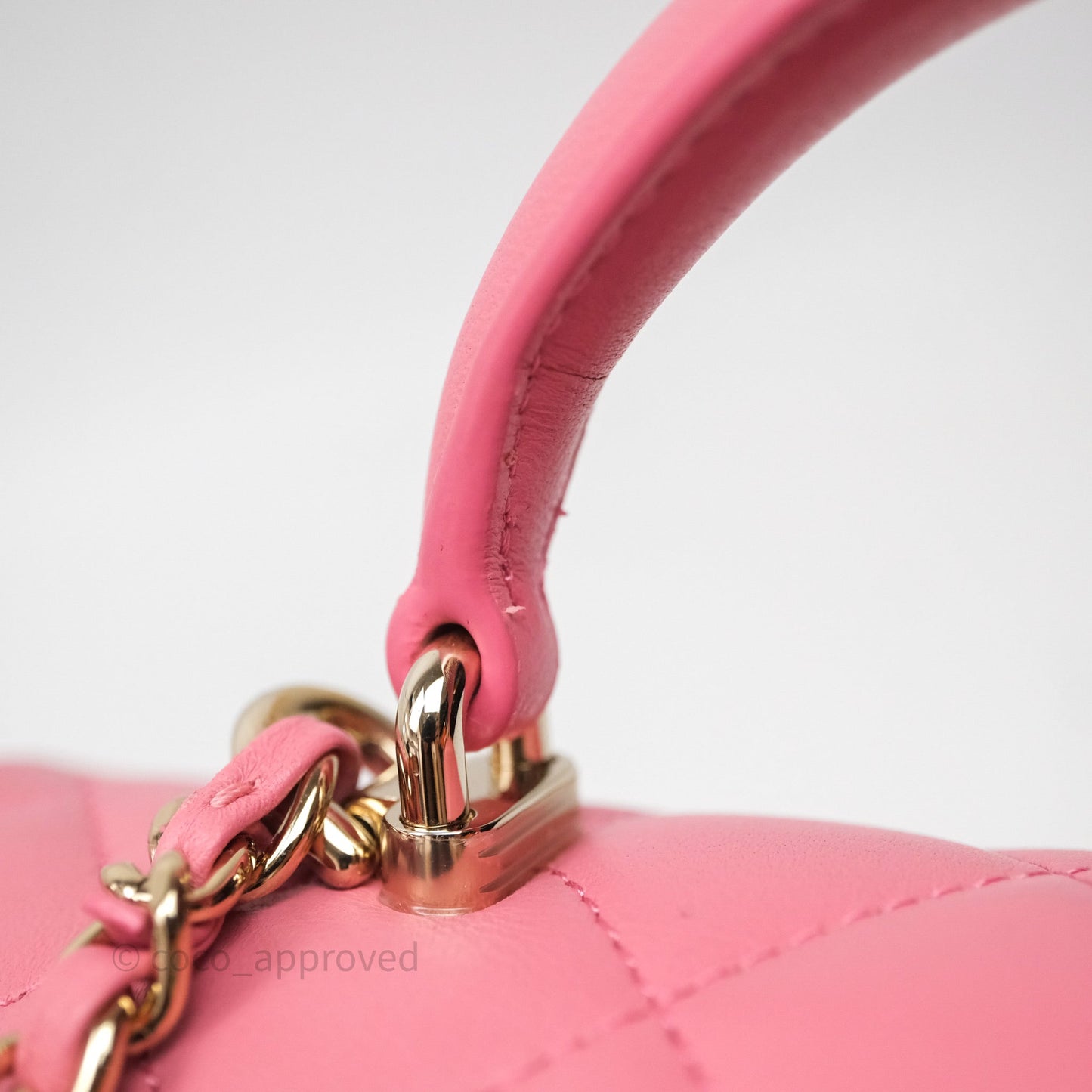 Chanel Top Handle Mini Rectangular Flap Pink Lambskin Gold Hardware