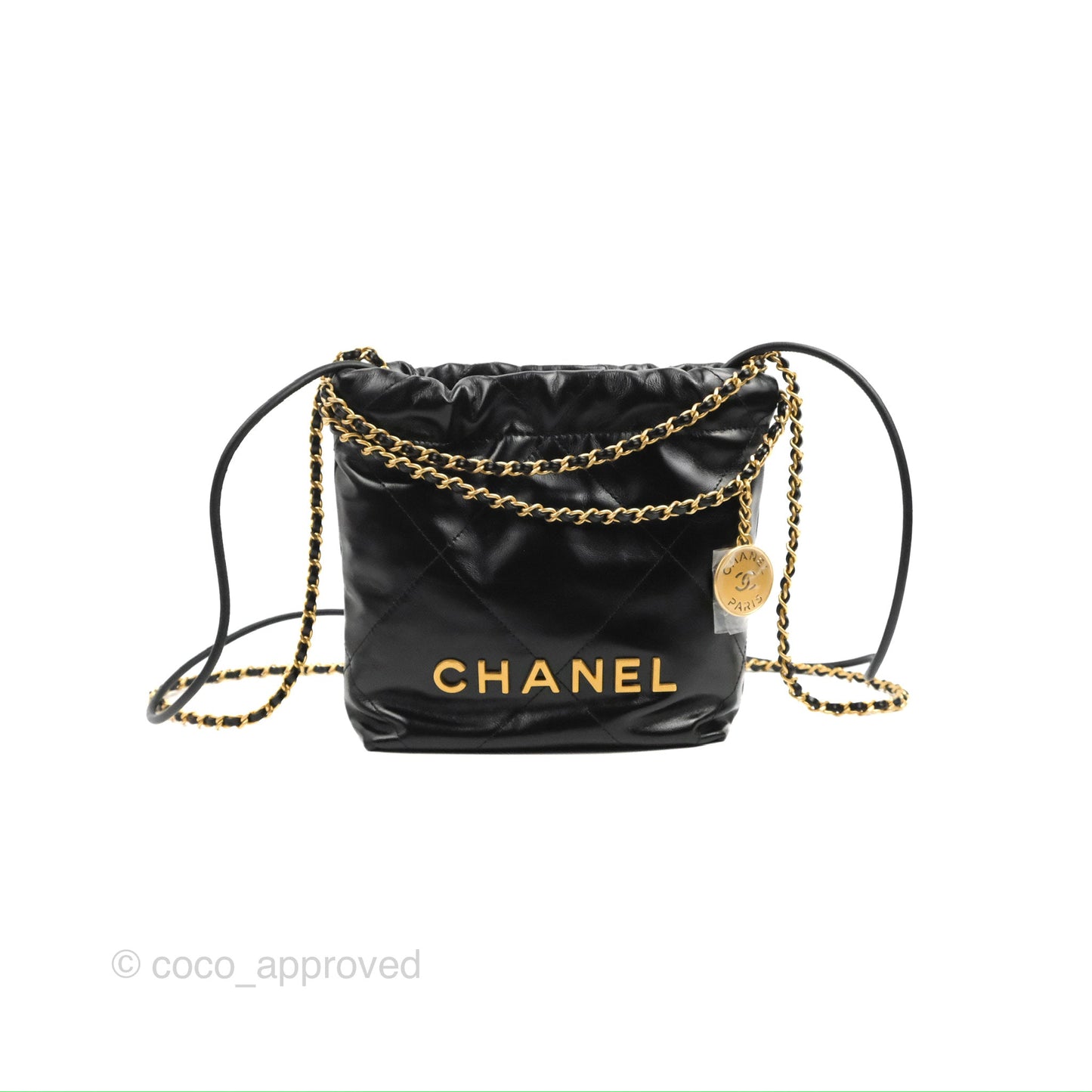 Chanel 22 Mini Bag Black Crumpled Calfskin