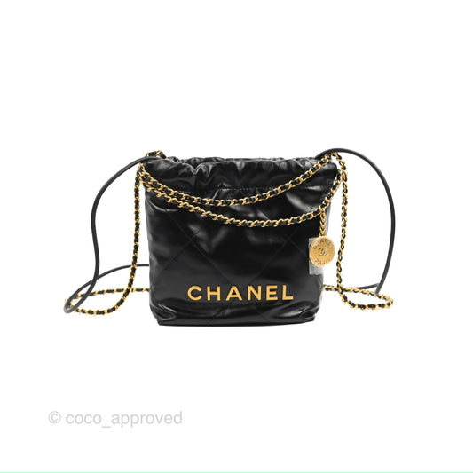 Chanel 22 Mini Bag Black Crumpled Calfskin